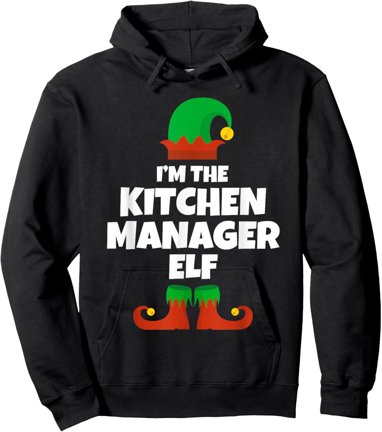 I'm The Kitchen Manager Elf Family Pajama Christmas Funny Hoodie - Hoodie | Black