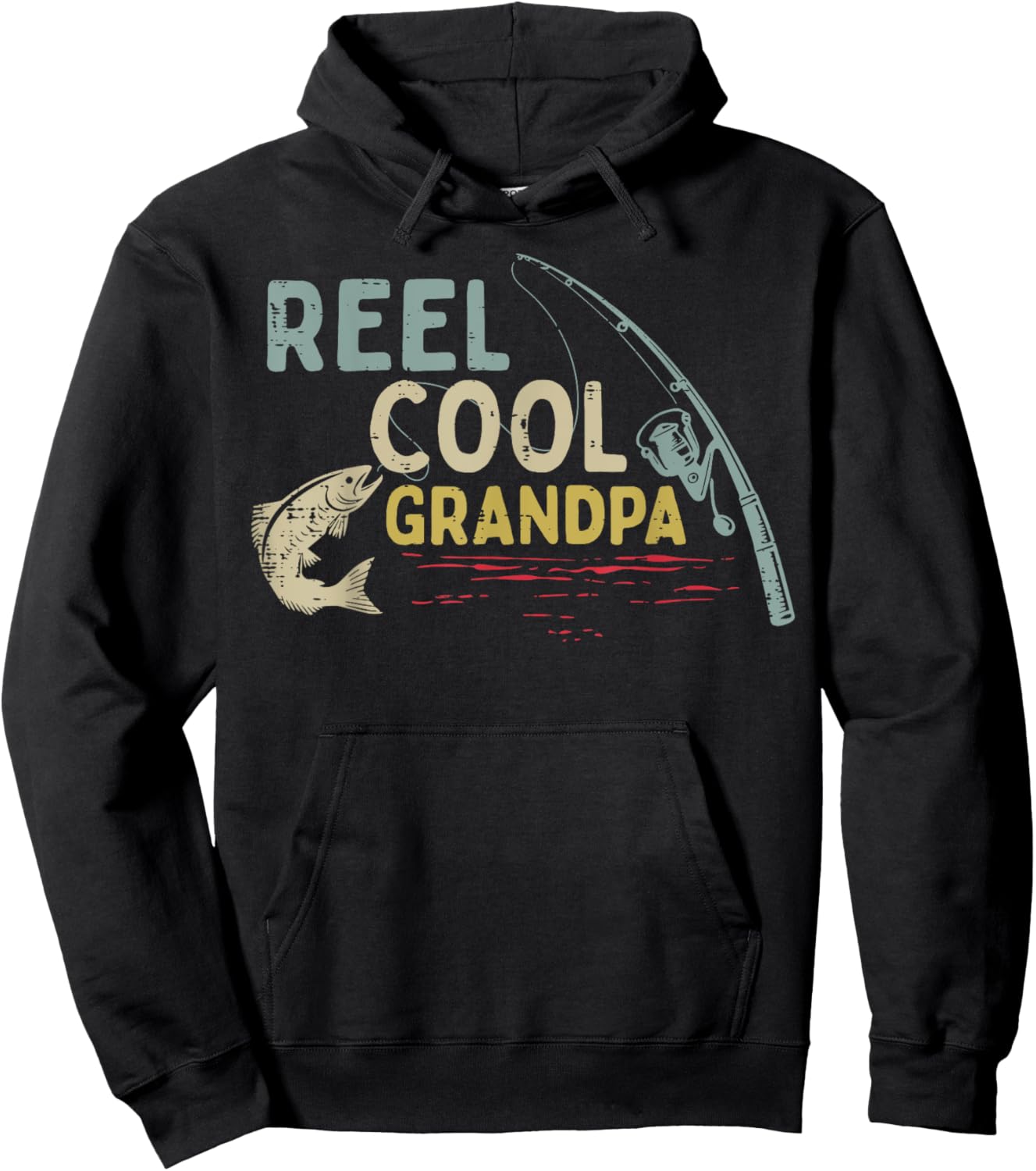 Fishing Reel Cool Grandpa Funny Grandfather Fisherman Men Hoodie - Hoodie | Black