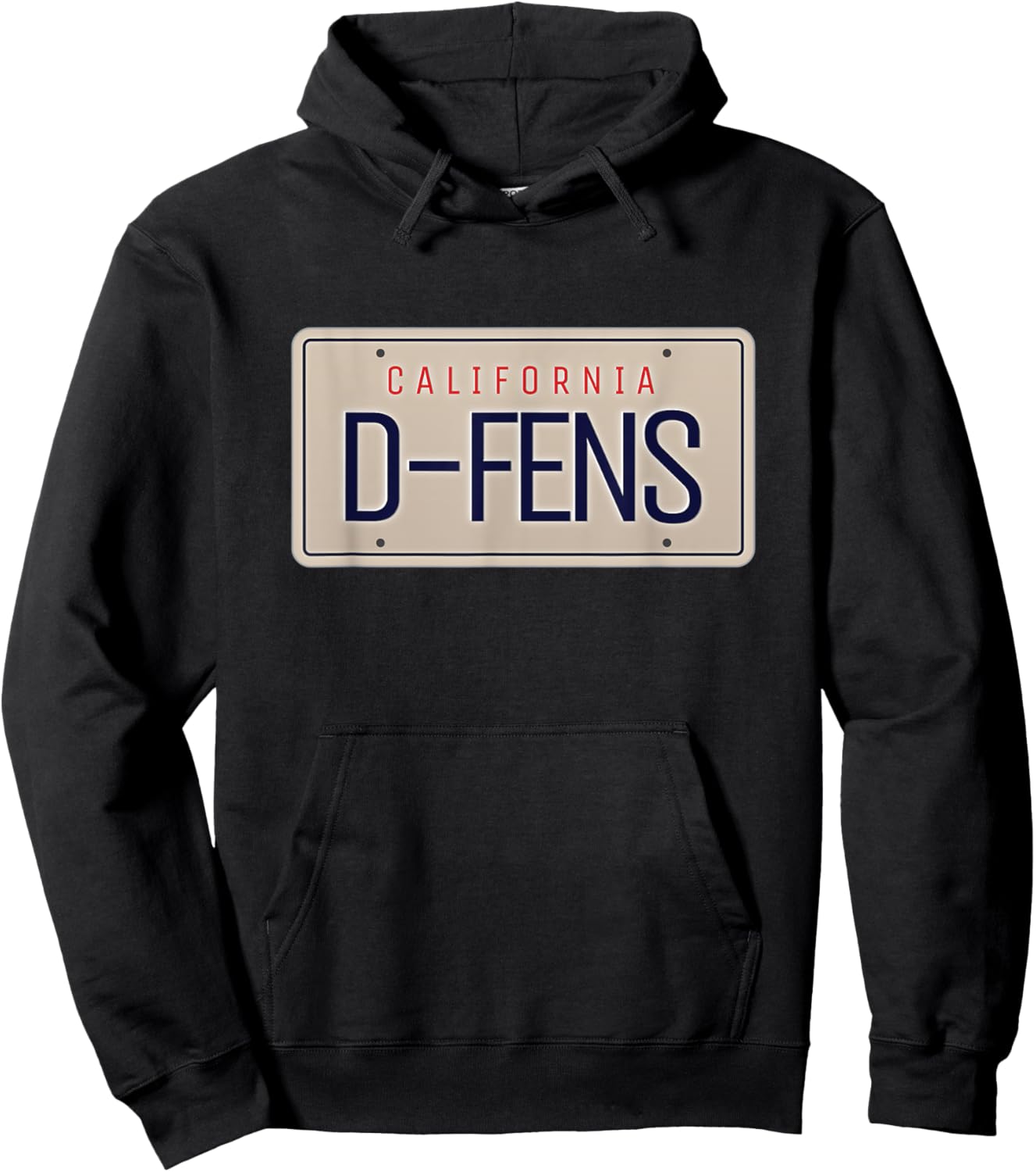 California License Plate D-FENS Pop Culture Fan Hoodie - Hoodie | Black