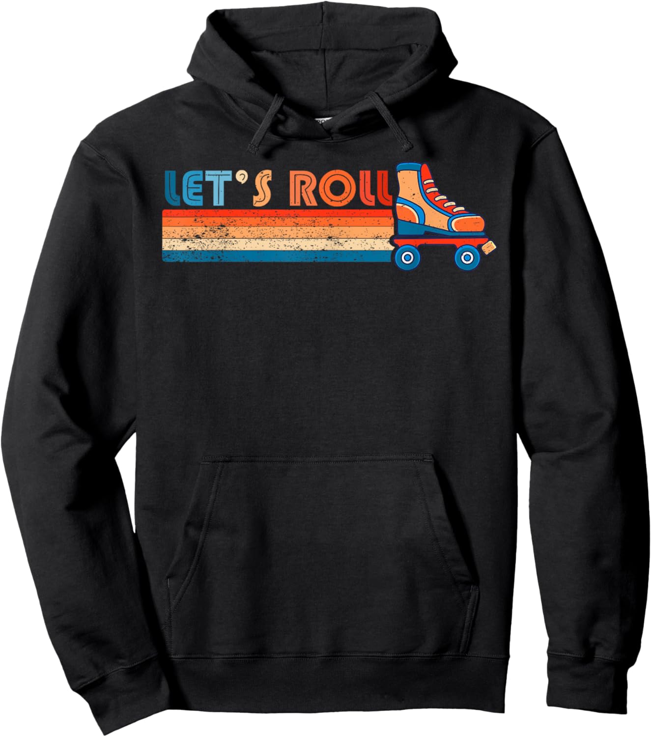 Let's Roll Roller Skating Skater Skate Retro Vintage 70s 80s Hoodie - Hoodie | Black