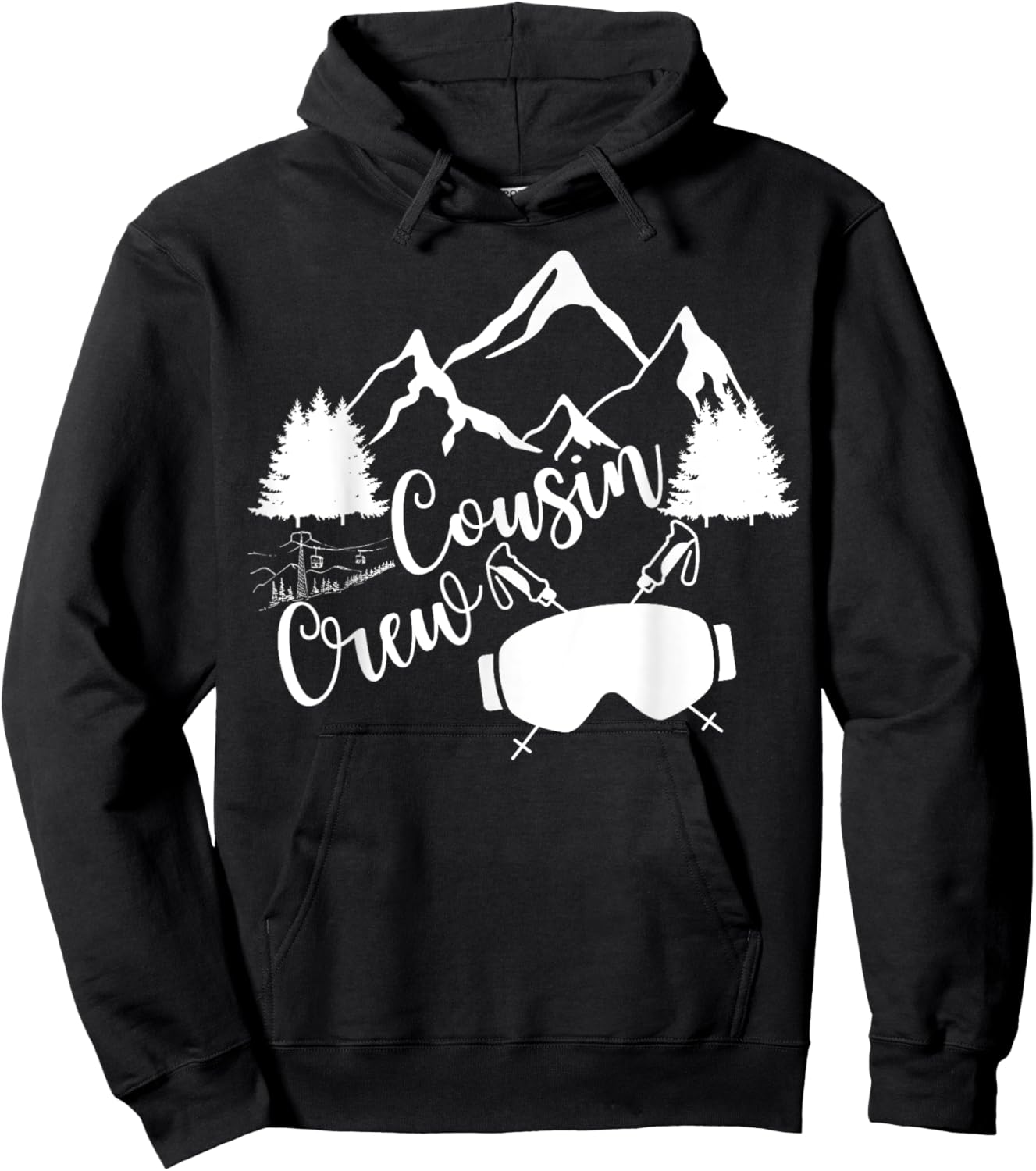 Family Mountain Ski Trip Funny Cousin Crew Matching Hoodie - Hoodie | Black