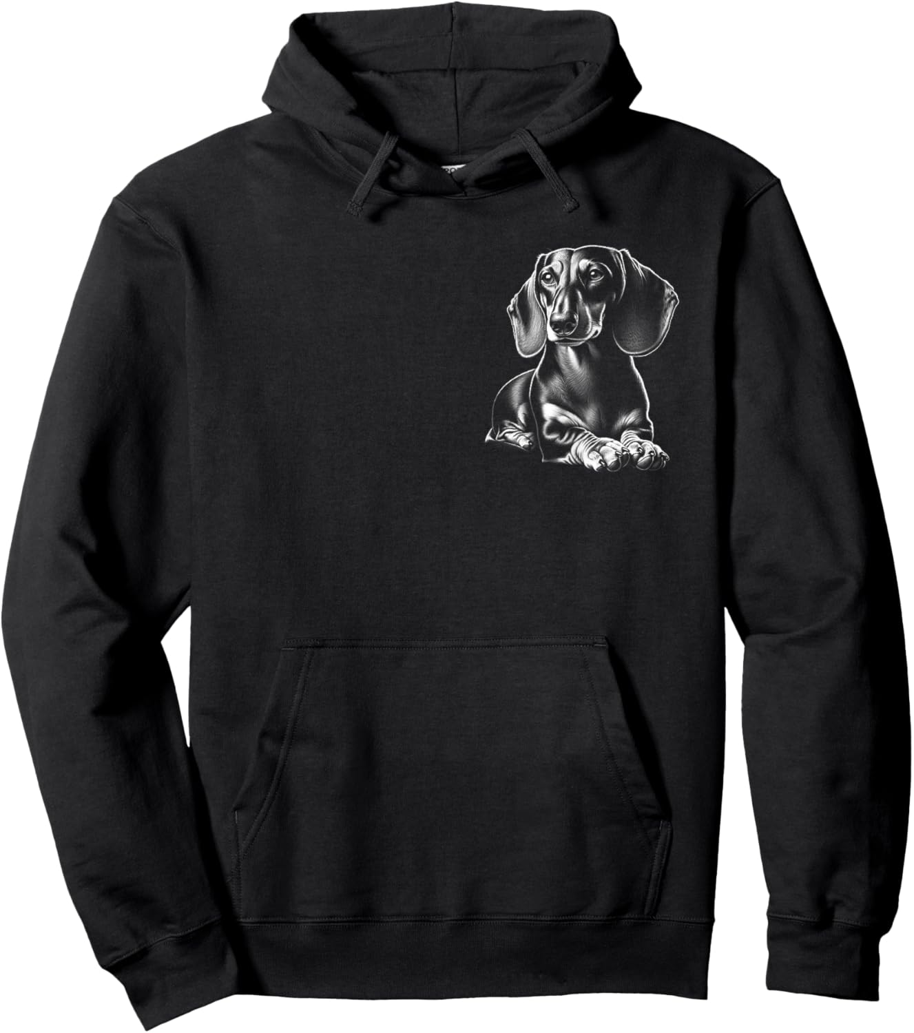 Super Cute Dachshund in Lying Pose on Chest Hoodie - Hoodie | Black