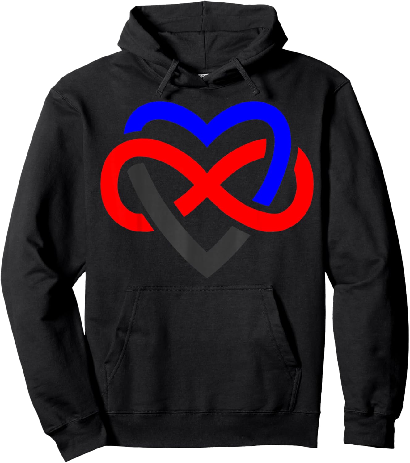Infinity Heart Polyamory Symbol in Pride Colors Hoodie - Hoodie | Black