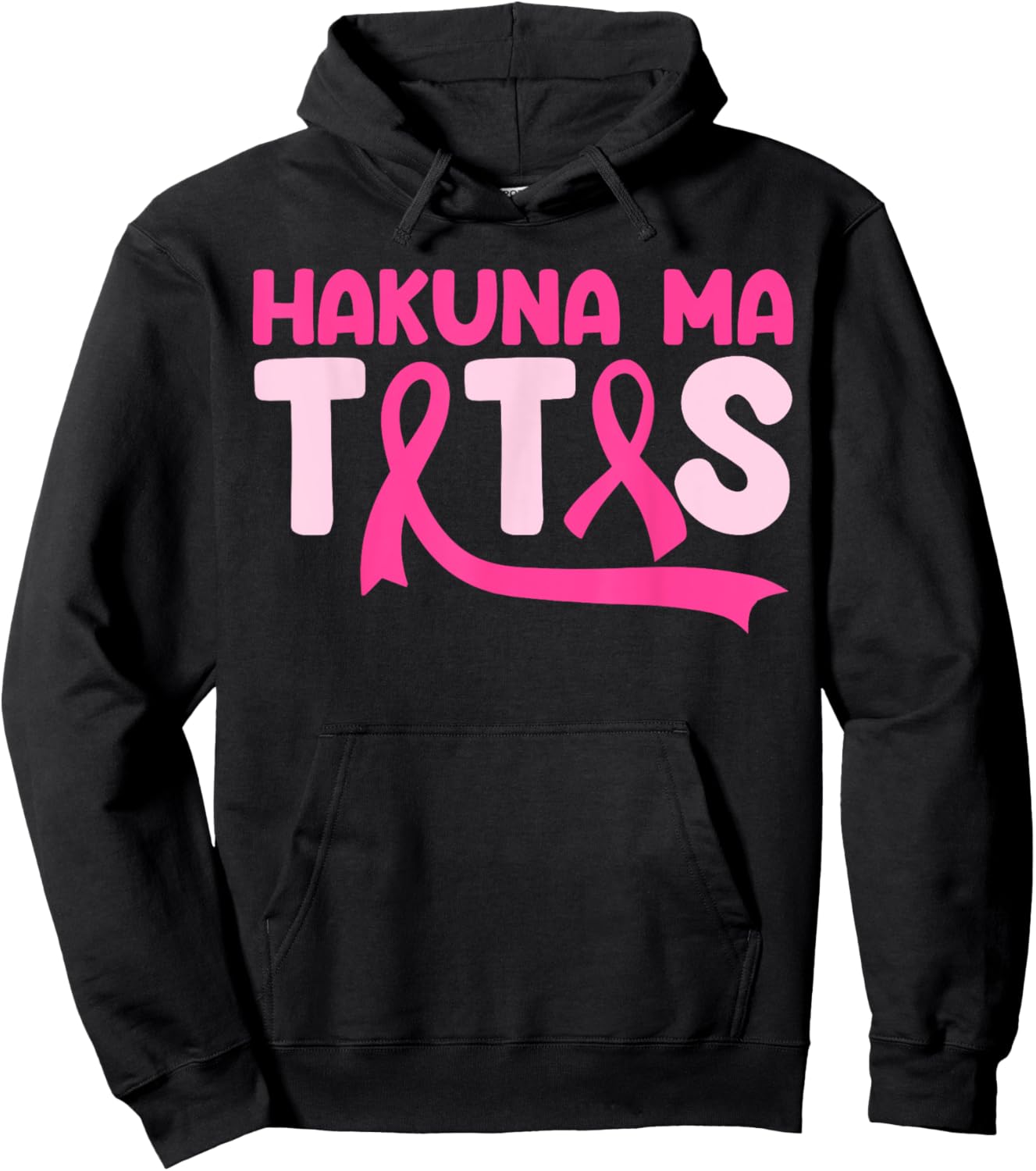 Hakuna Ma Tatas Breast Cancer Awareness Support Pink Ribbon Hoodie - Hoodie | Black