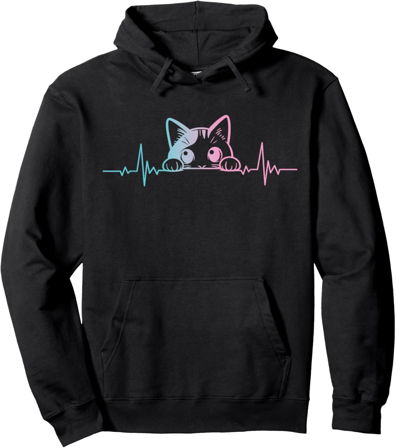 Funny Heartbeat Cute Cat lovers blue Eyes Cats Hoodie - Hoodie | Black