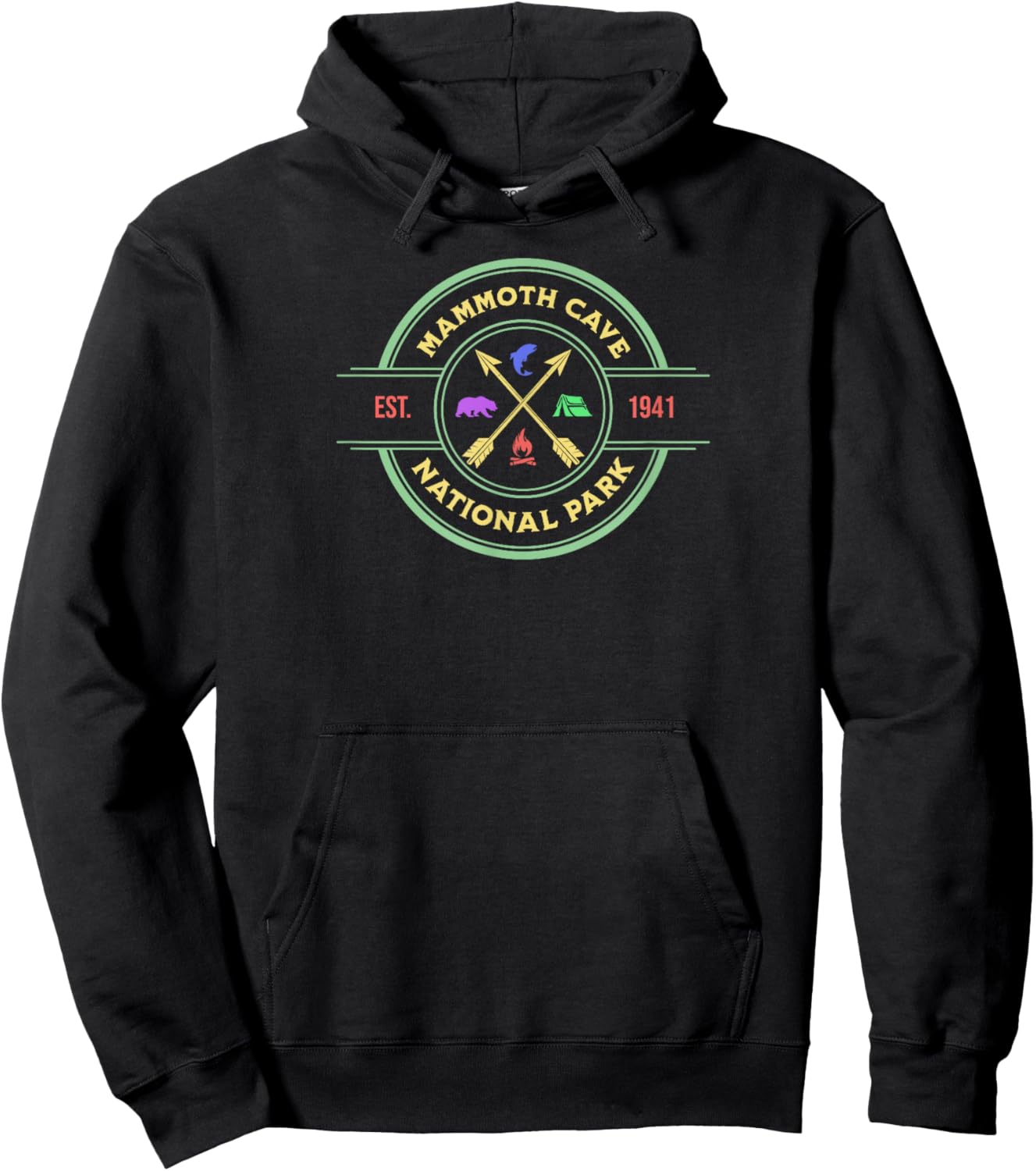 Mammoth Cave National Park Rustic Style Logo Camping Hiking Hoodie - Hoodie | Black