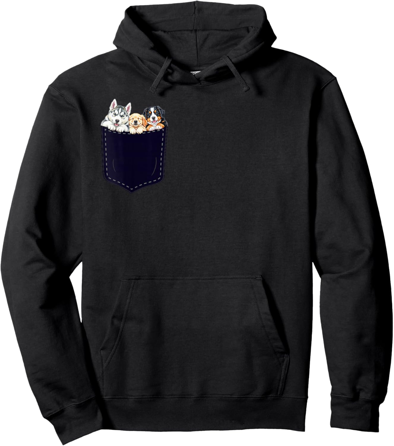 Cute Pocket Dog , Funny Puppy Lover Pet Art Hoodie - Hoodie | Black