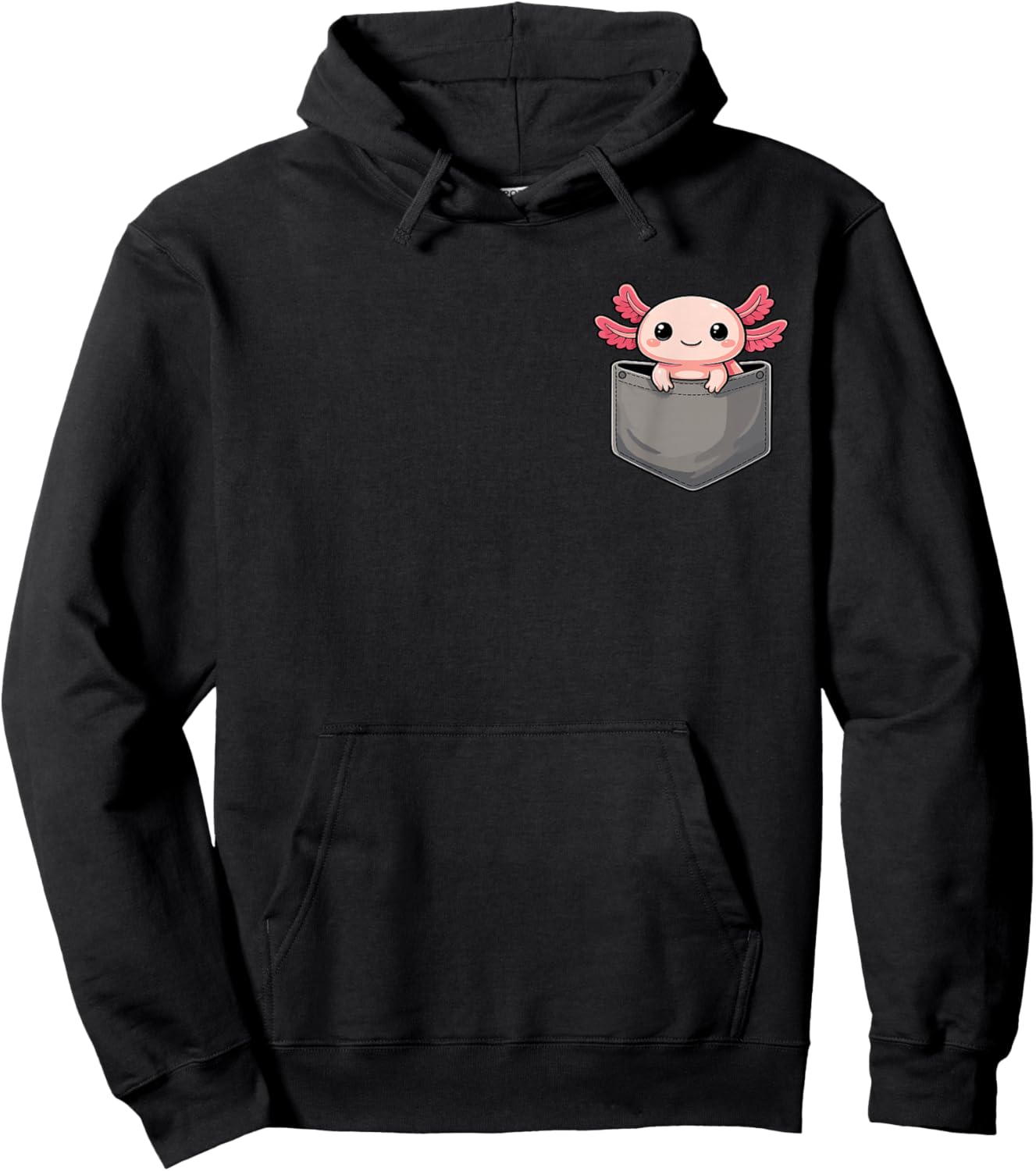Cute Axolotl Peeking in Pocket Axolotl Lover Hoodie - Hoodie | Black