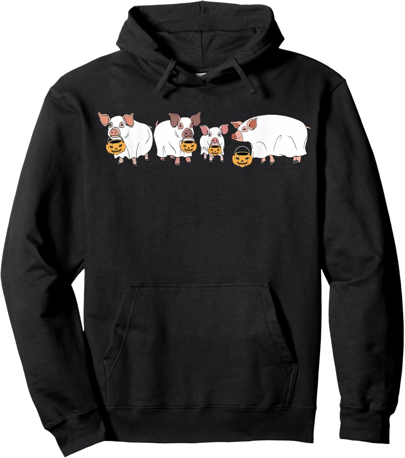Spooky Pigs Ghost Halloween Farm Animals Autumn Pumpkin Hoodie - Hoodie | Black