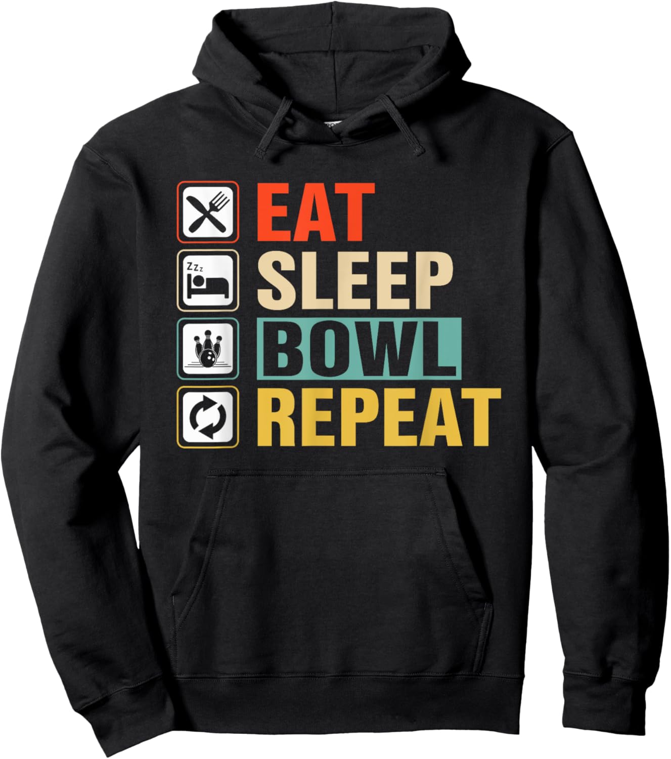 Eat Sleep Bowl Repeat Hoodie - Hoodie | Black
