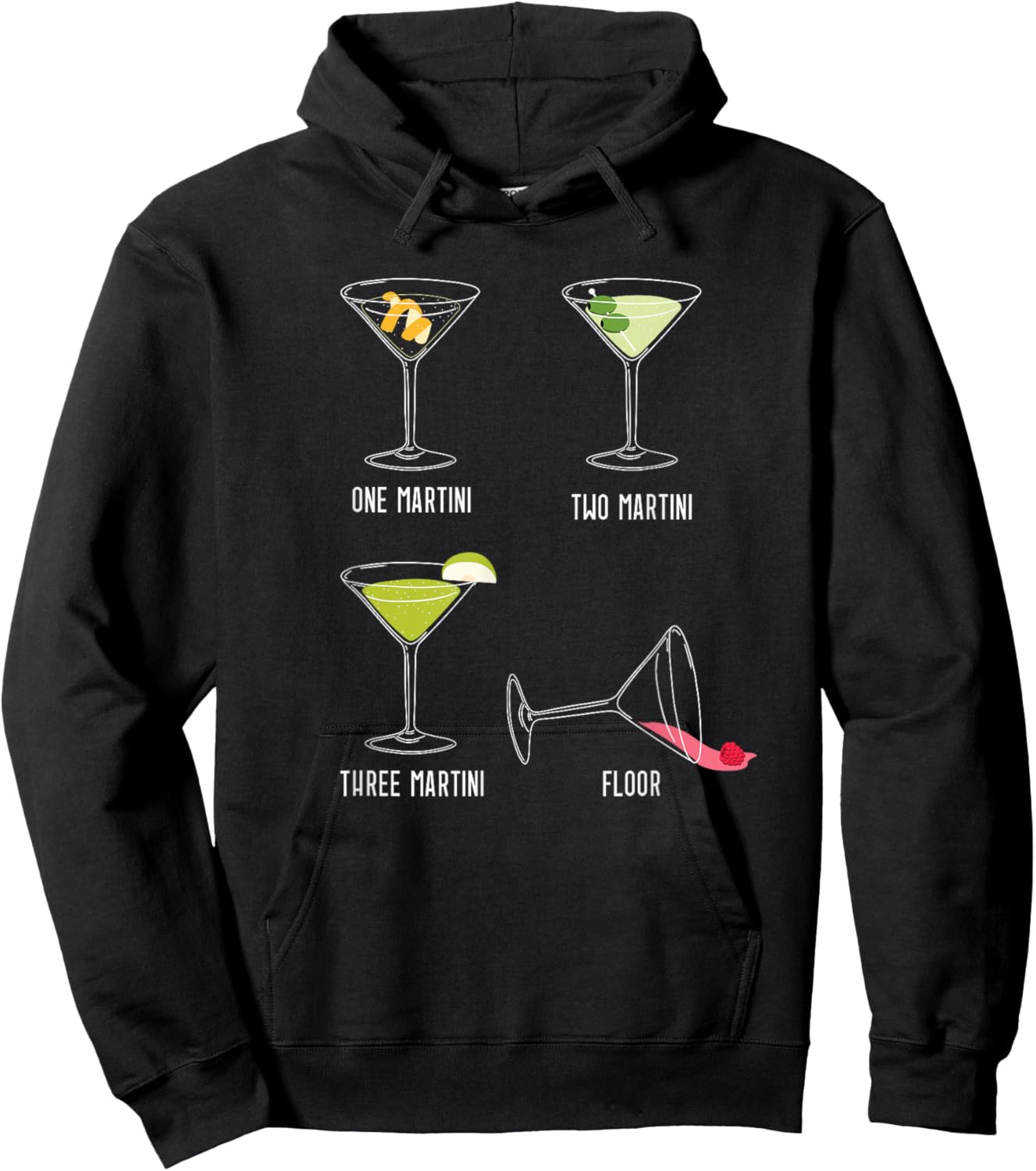 Funny Martini Drinker One Two Three Martini Floor Hoodie - Hoodie | Black