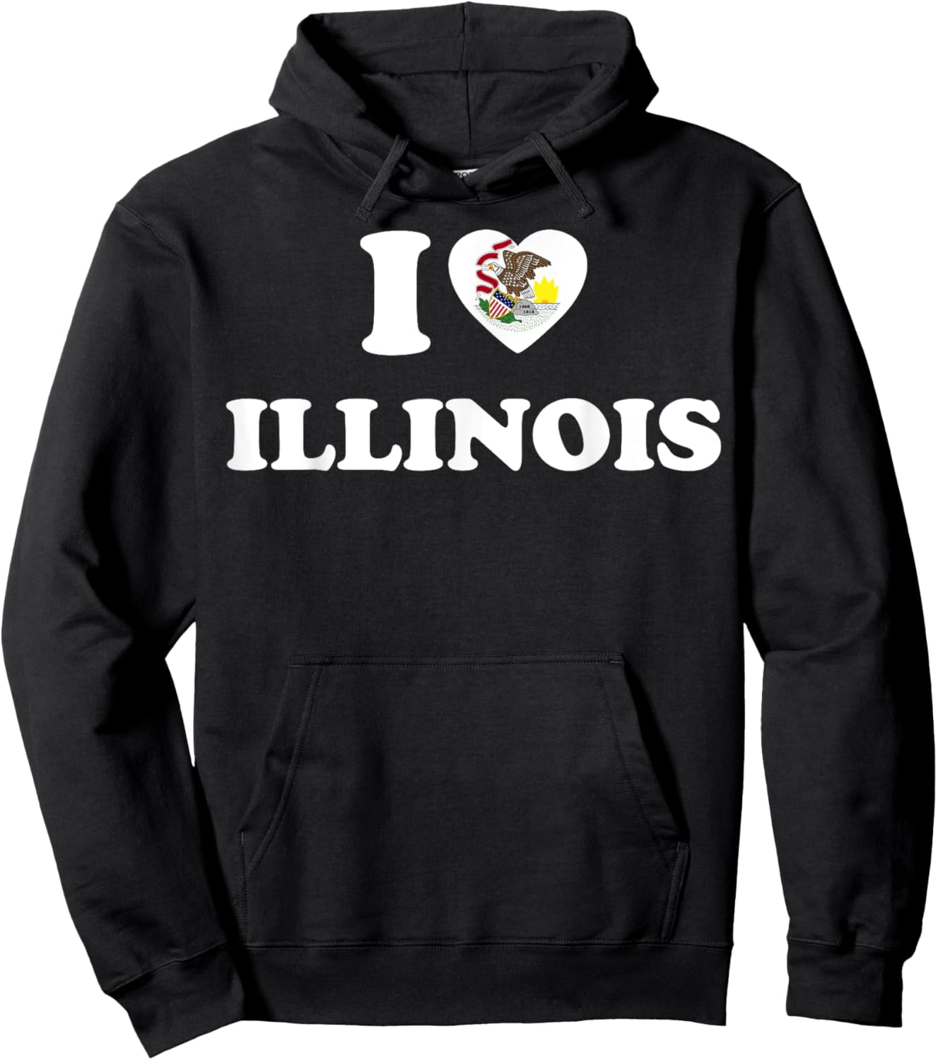 I Love Illinois Shirt I Heart Illinois Flag Hoodie - Hoodie | Black