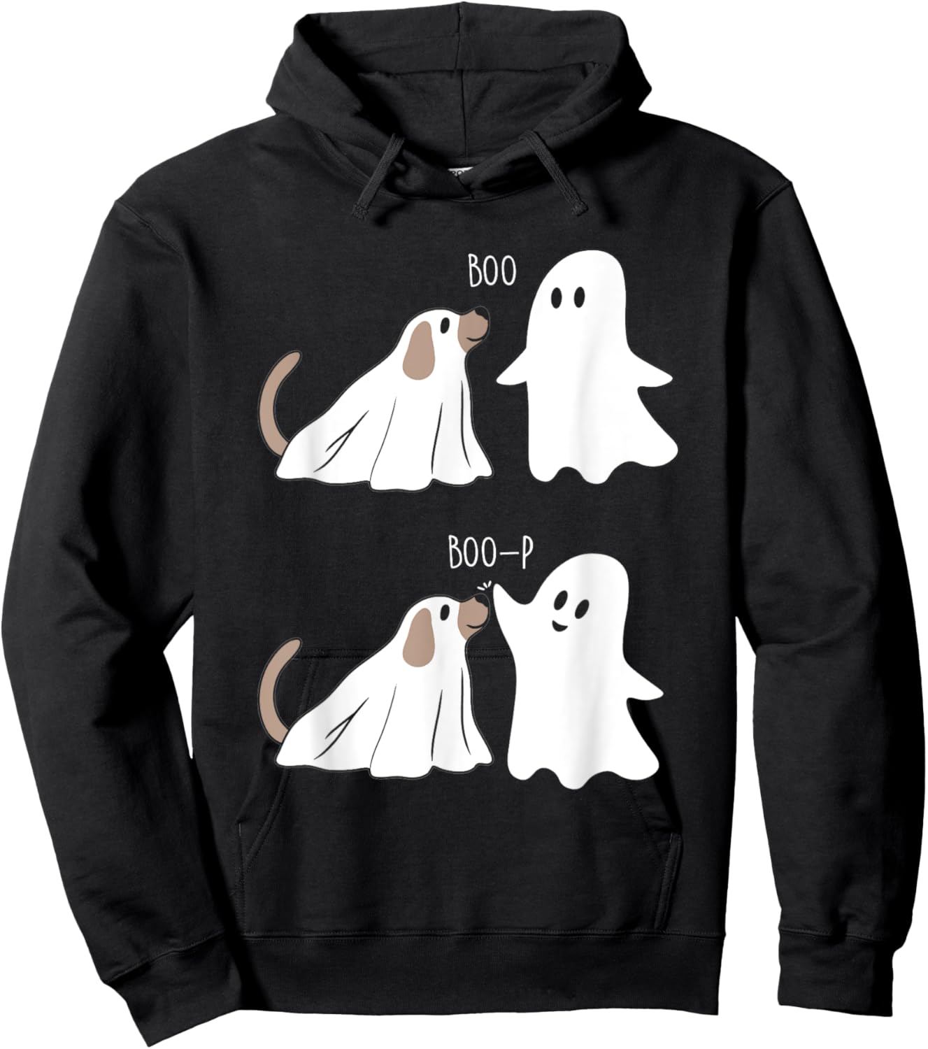 Boo Boop Dog And Ghost Funny Halloween Spooky Dog Women Kids Hoodie - Hoodie | Black