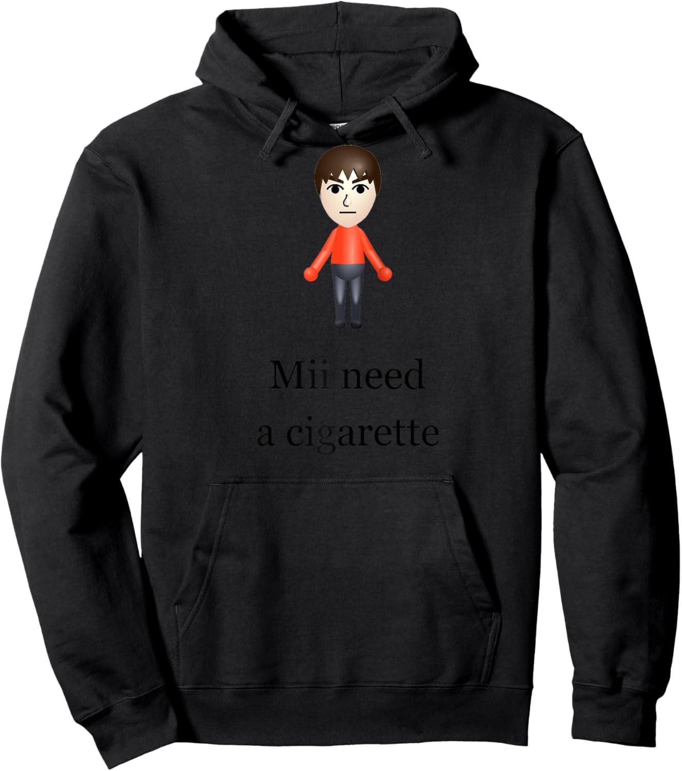 Mii Need A Cigarette Raglan Baseball Hoodie - Hoodie | Black