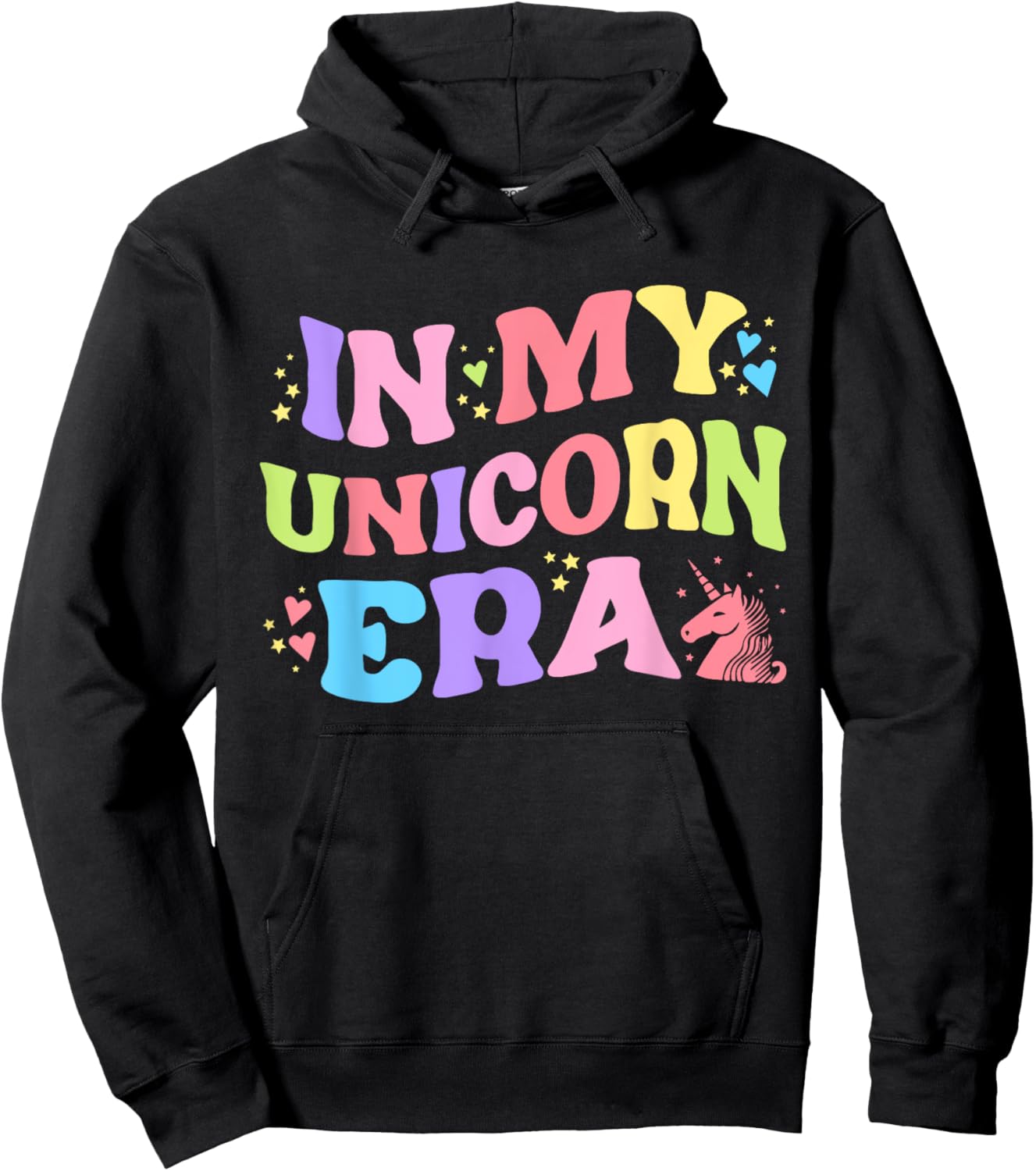In My Unicorn Era Funny Retro Princess Girl Unicorn Creature Hoodie - Hoodie | Black