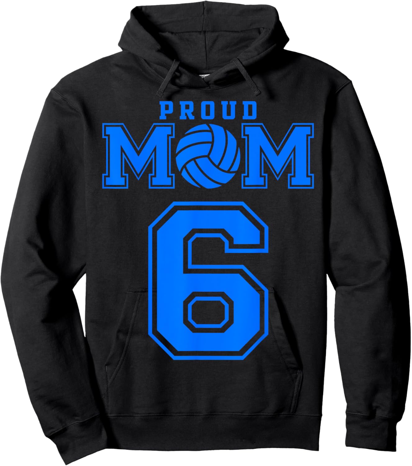 Proud Volleyball Mom Number 6 B Hoodie - Hoodie | Black