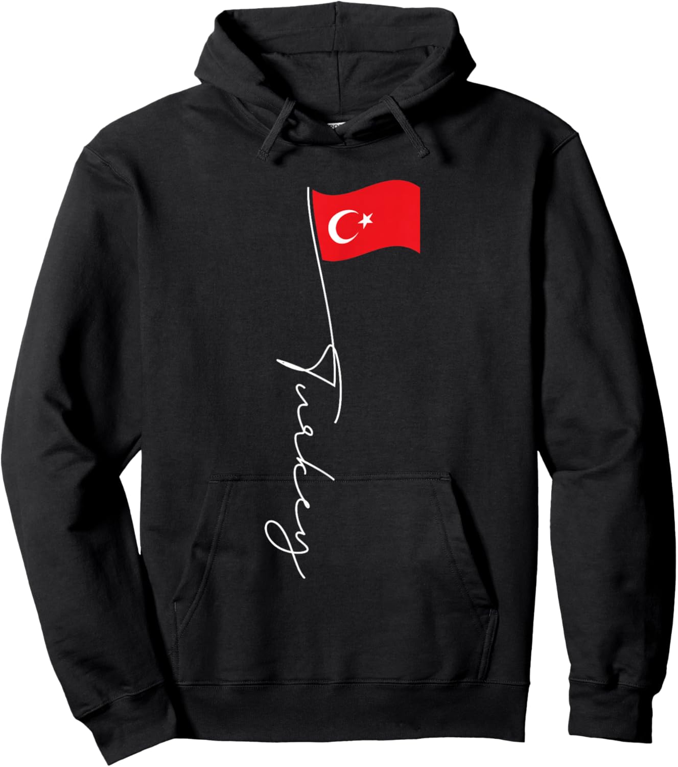 Turkey Signature Flag Pole - Elegant Patriotic Turkish Flag Hoodie - Hoodie | Black