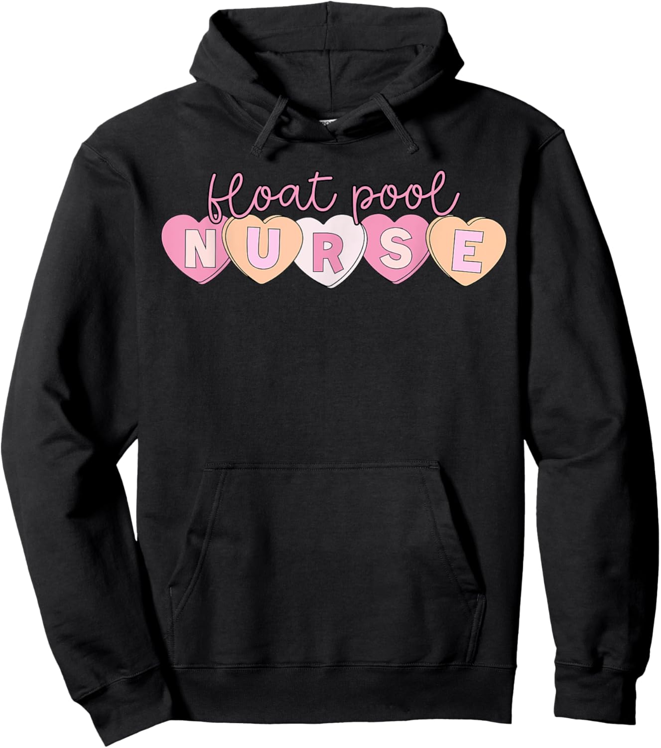 Retro Nurse Float Pool Valentines Heart ICU Med Surg Nurse Hoodie - Hoodie | Black