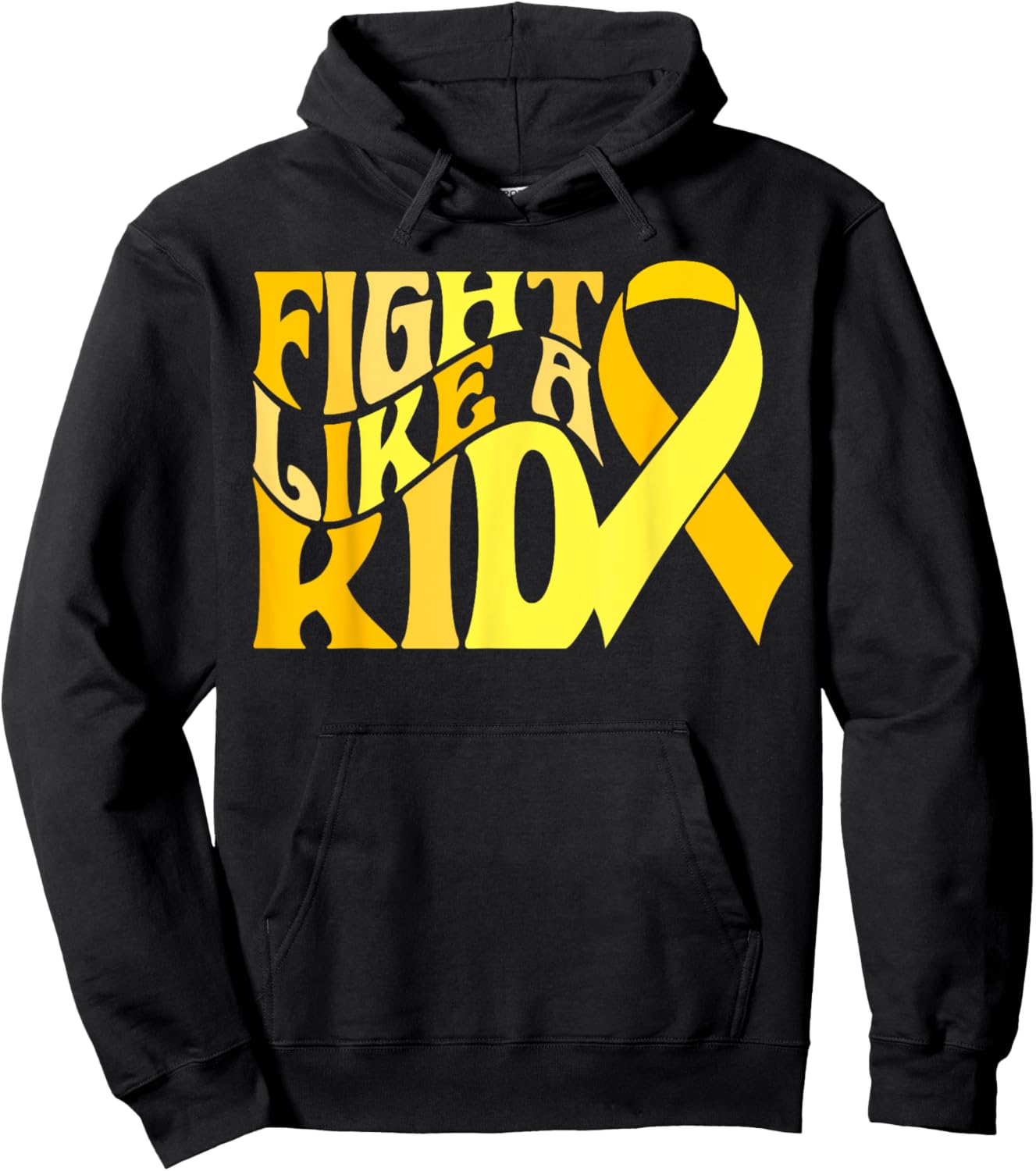 Fight Like Kid Golden Ribbon Childhood Cancer Awareness 2024 Hoodie - Hoodie | Black