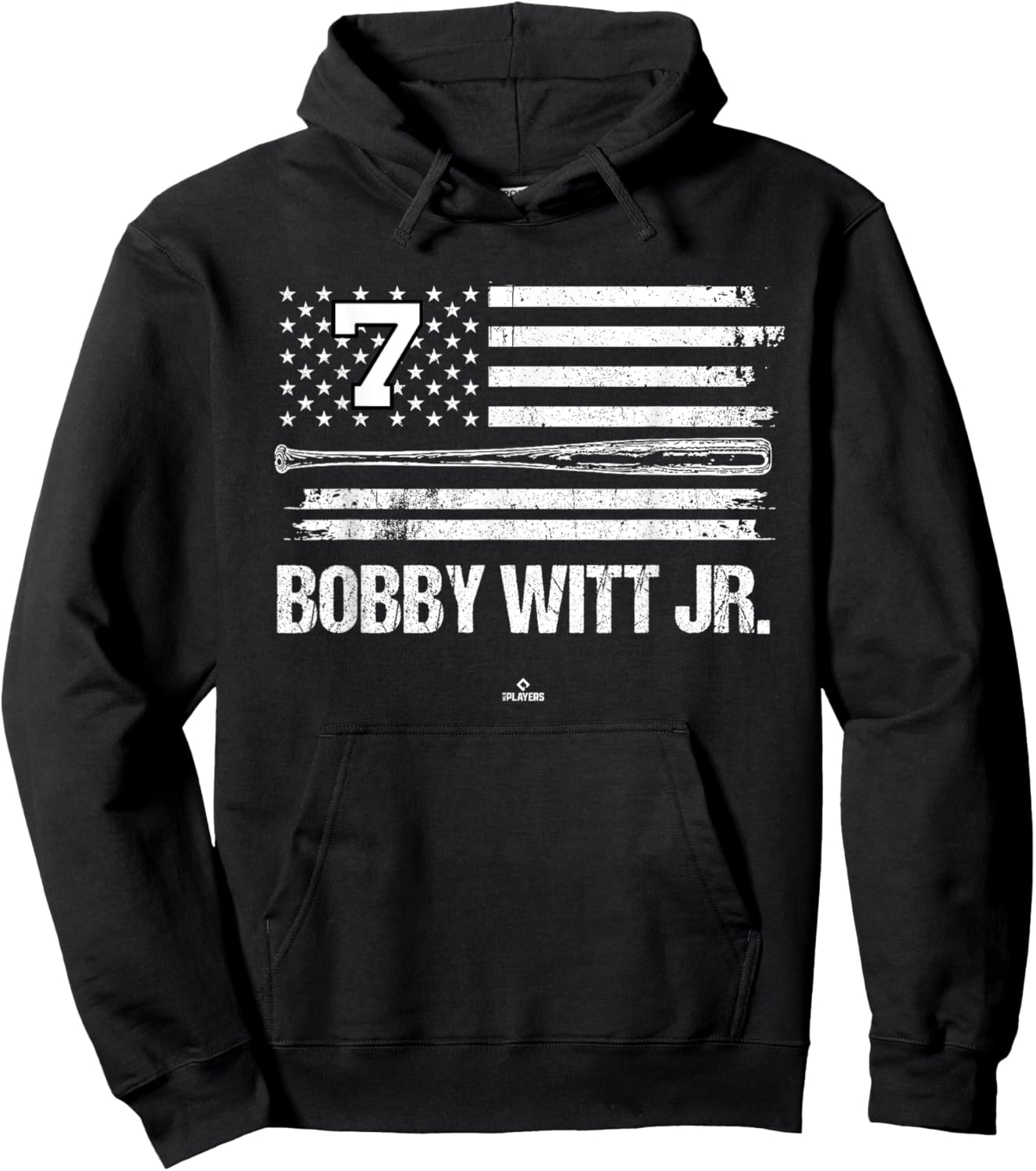 USA Flag Bat Bobby Witt Jr. Kansas City Baseball MLBPA Hoodie - Hoodie | Black