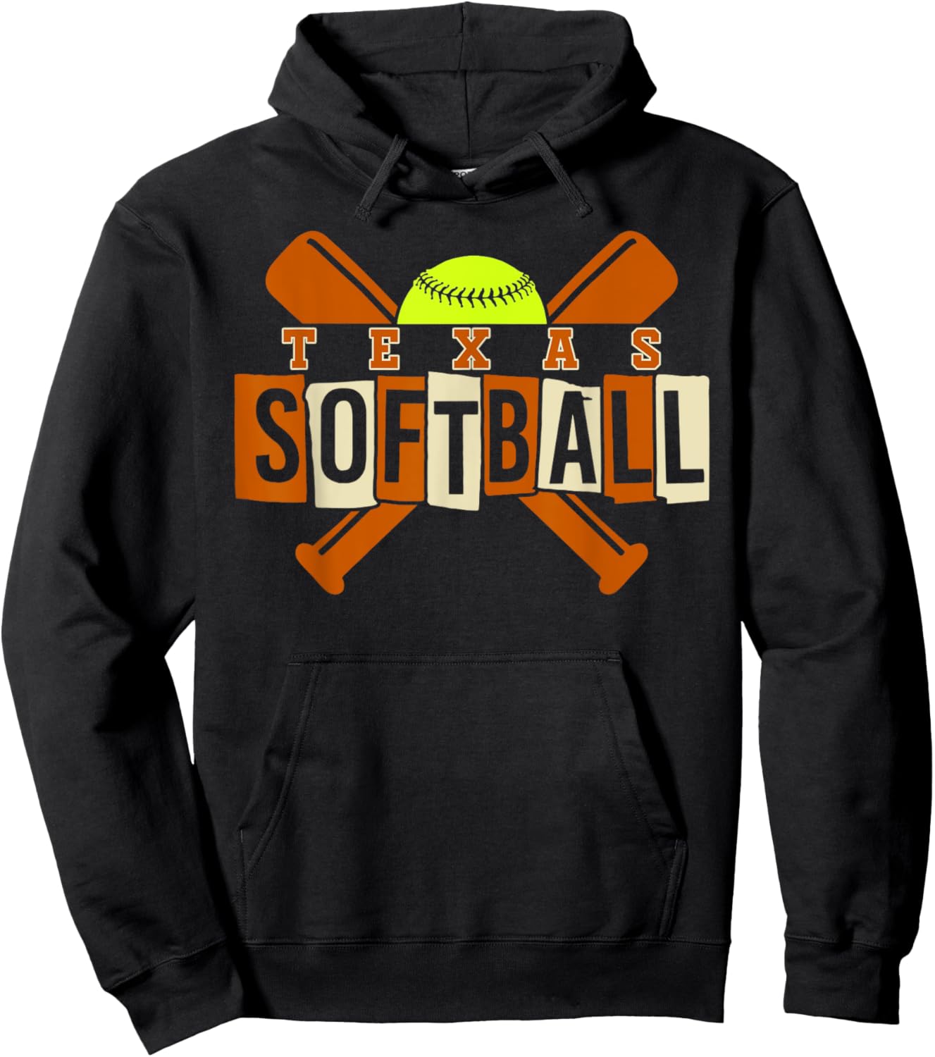 Texas Softball Vintage Kids Team Retro Softball Fan Hoodie - Hoodie | Black