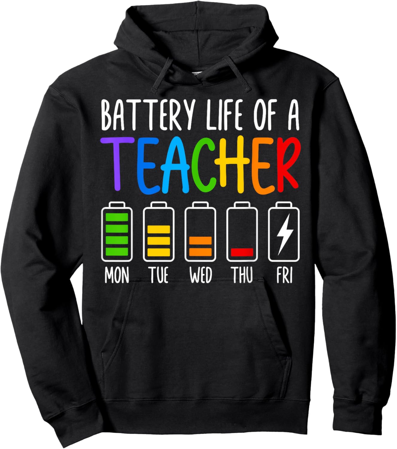 Battery Life Of A Teacher Funny School Teacher Appreciation Women Hoodie - Hoodie | Black