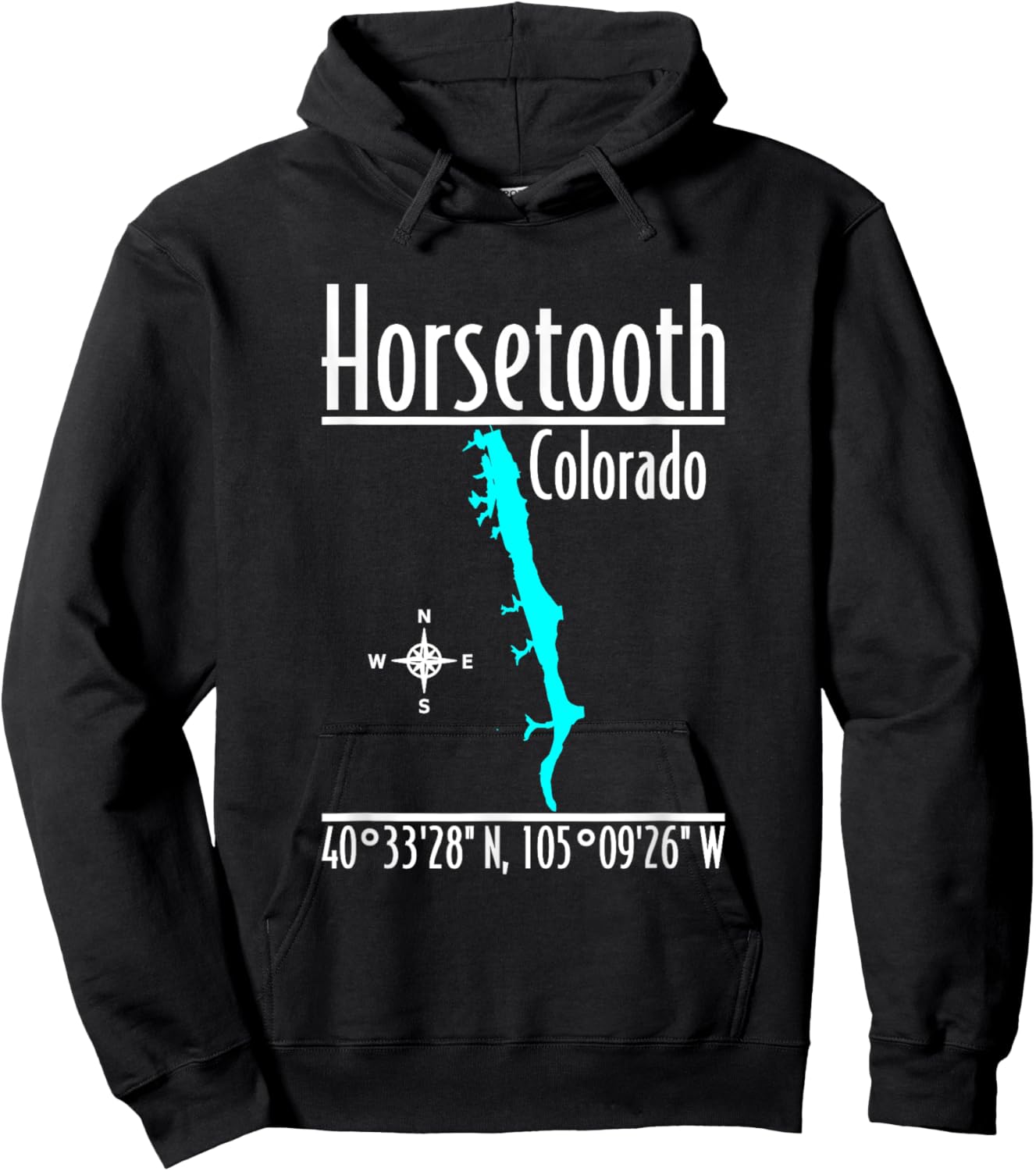 Modern Horsetooth Reservoir - Colorado Hoodie - Hoodie | Black