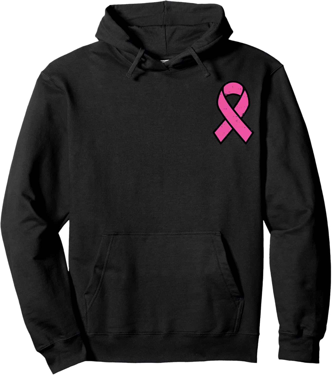 Breast Cancer Pink Ribbon Pocket Awareness Women Men Kids Hoodie - Hoodie | Black