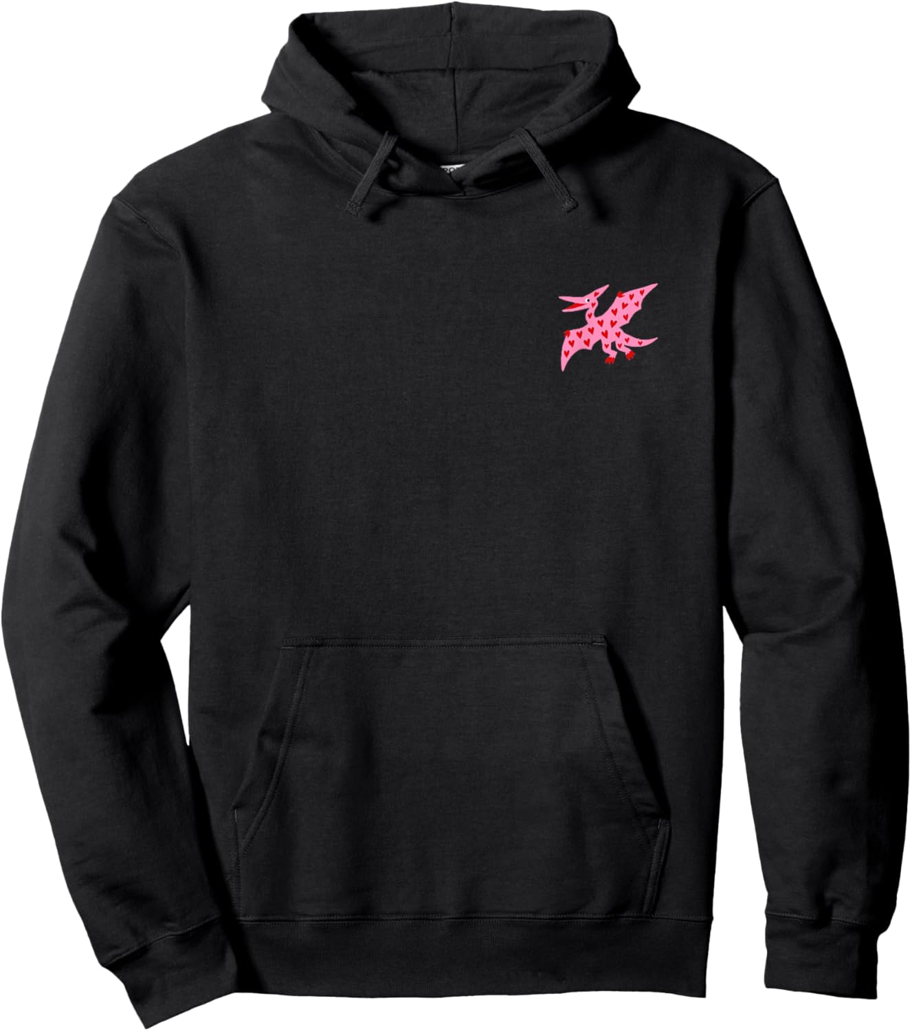 Pterodactyl Minimalist Dinosaur Red Pink Heart Women Girls Hoodie - Hoodie | Black