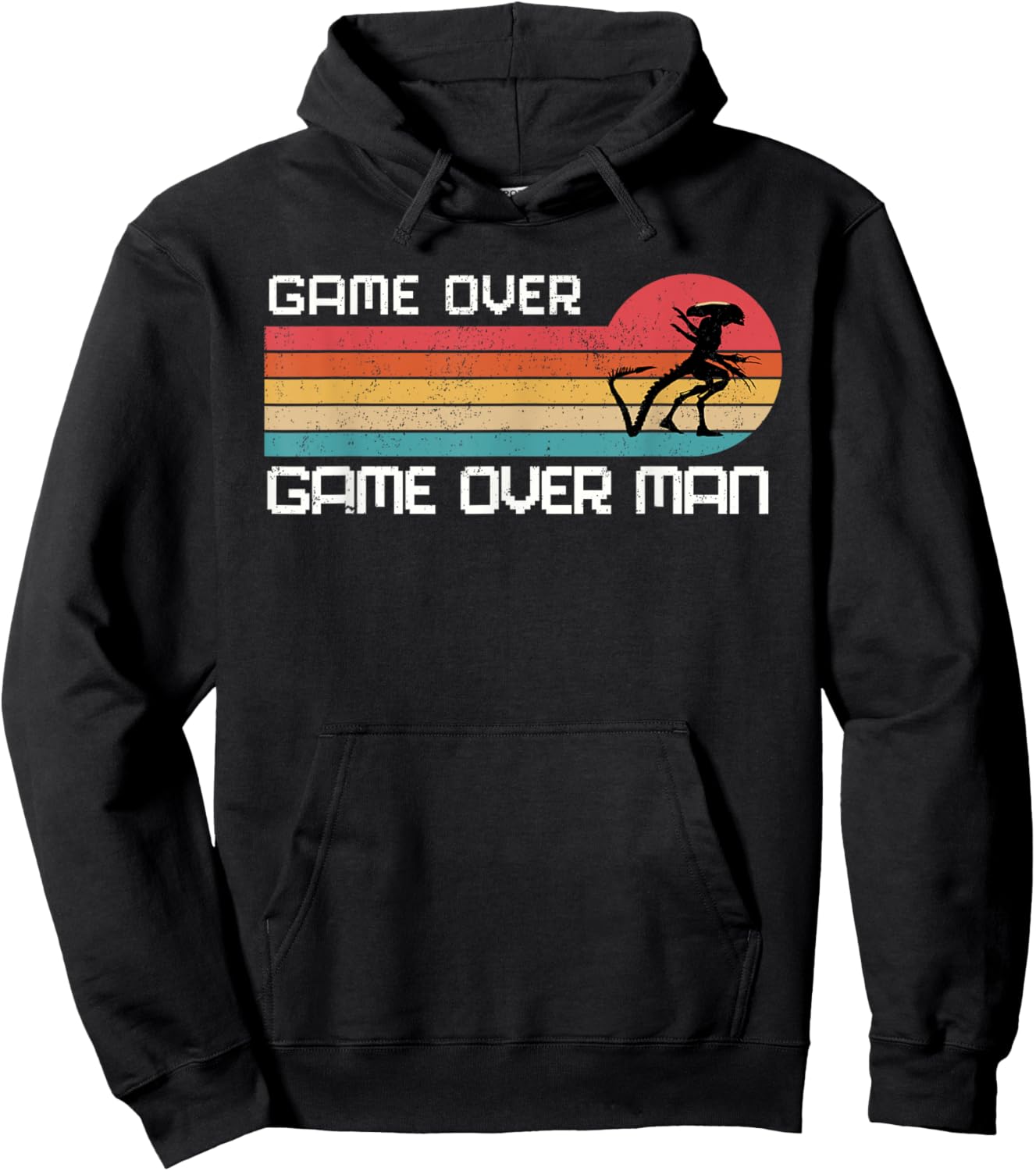 Novawarez Alien Game Over Man -Adults Black Small Alien-Themed Halloween Hoodie - Hoodie | Black