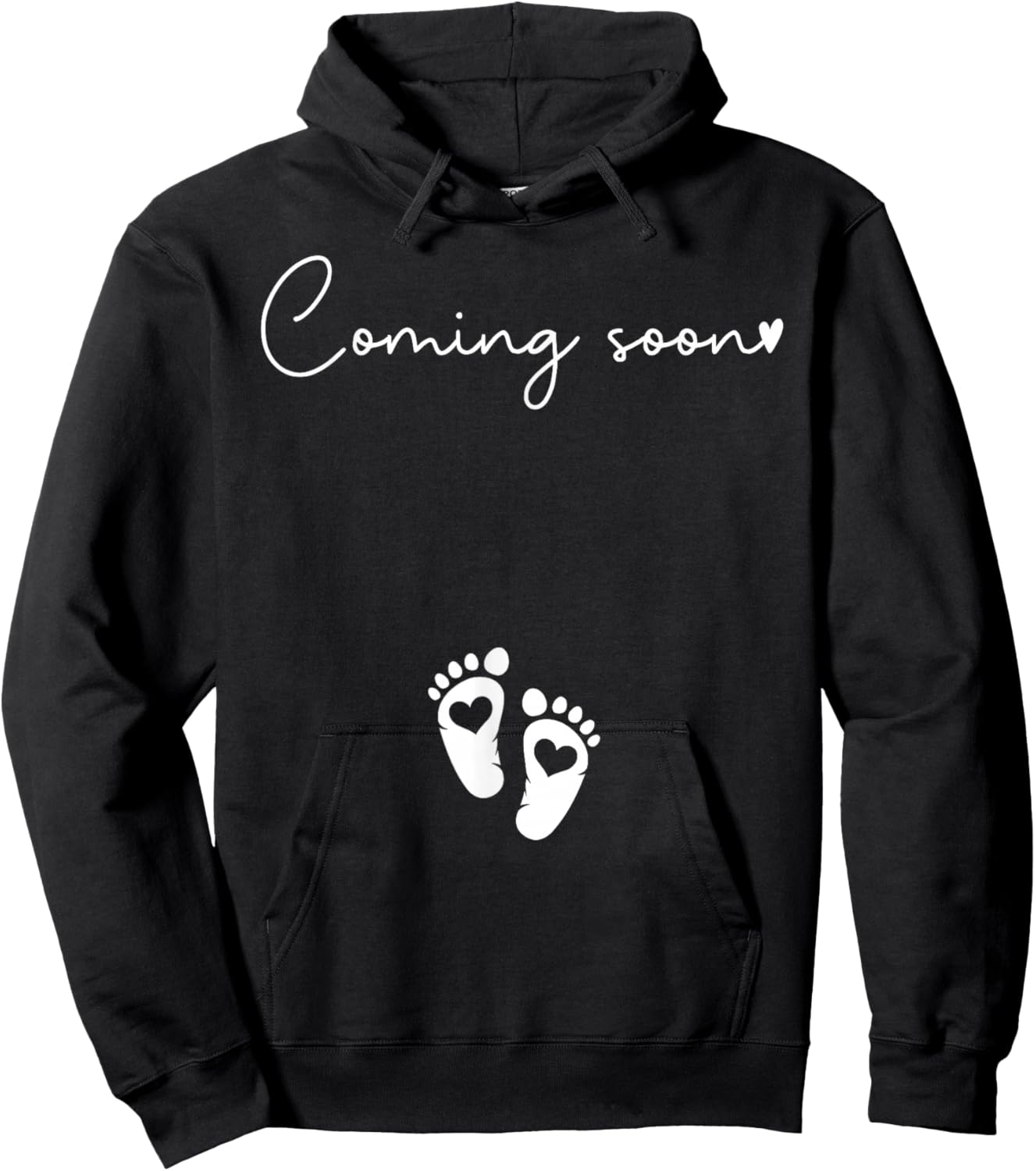 Baby Footprints Coming Soon Pregnancy Pregnant Announcement Hoodie - Hoodie | Black