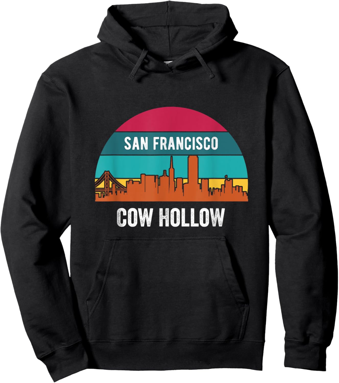 Cow Hollow San Francisco California Retro Vintage Hoodie - Hoodie | Black