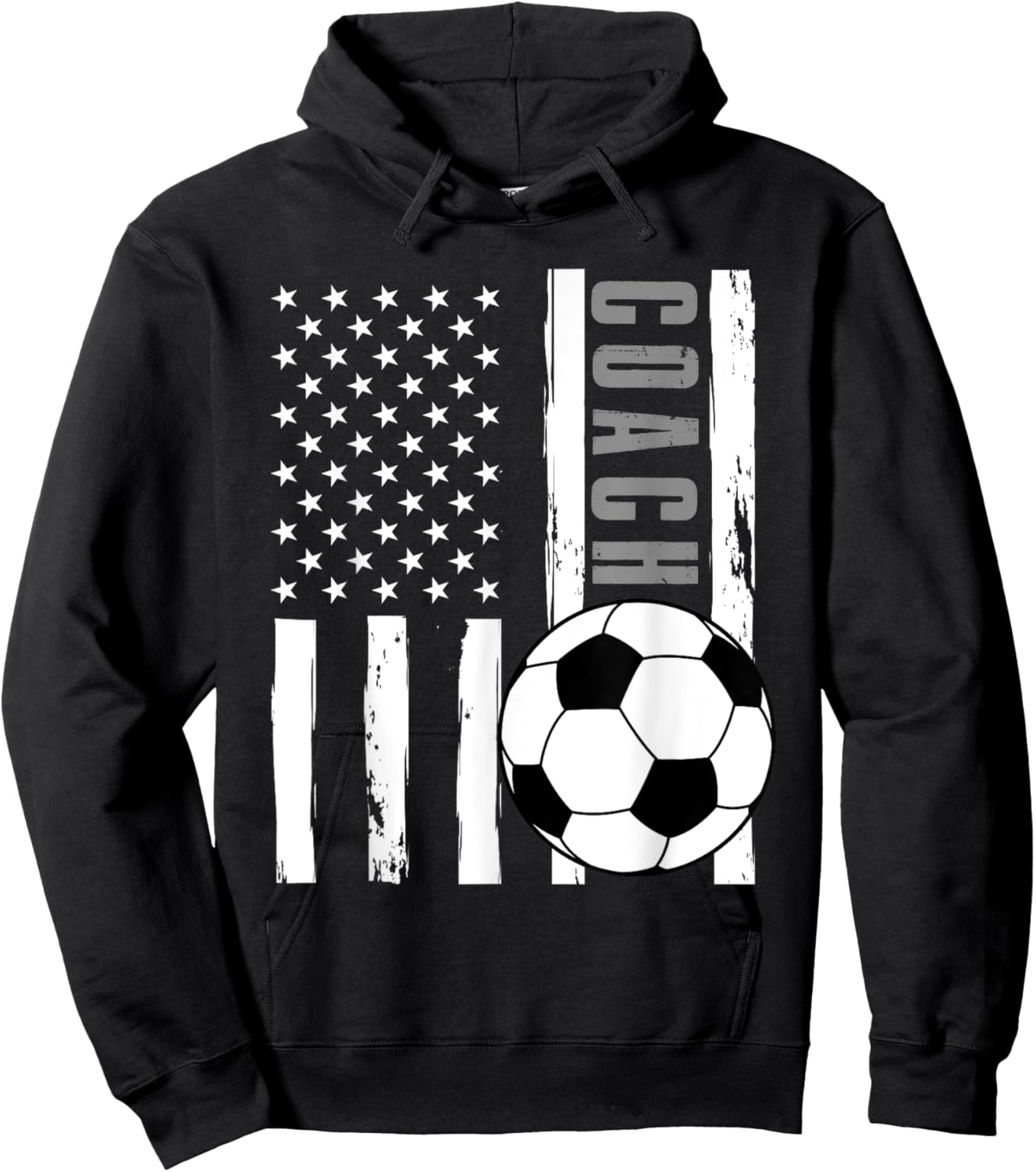 USA Flag Soccer Coach Funny Soccer Trainer American Outfit Hoodie - Hoodie | Black