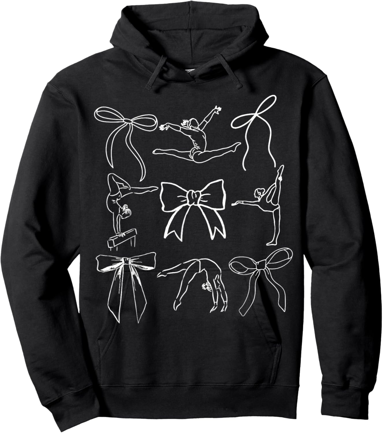 Retro Coquette Bows Gymnastics Sports Gymnast Cute Mom Women Hoodie - Hoodie | Black