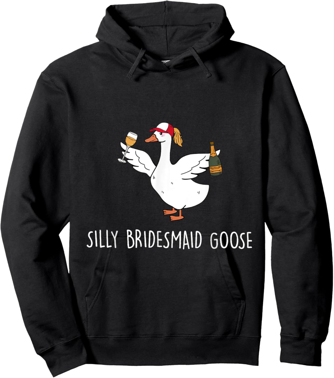 Silly Bridesmaid Goose Wedding Drinking Hoodie - Hoodie | Black