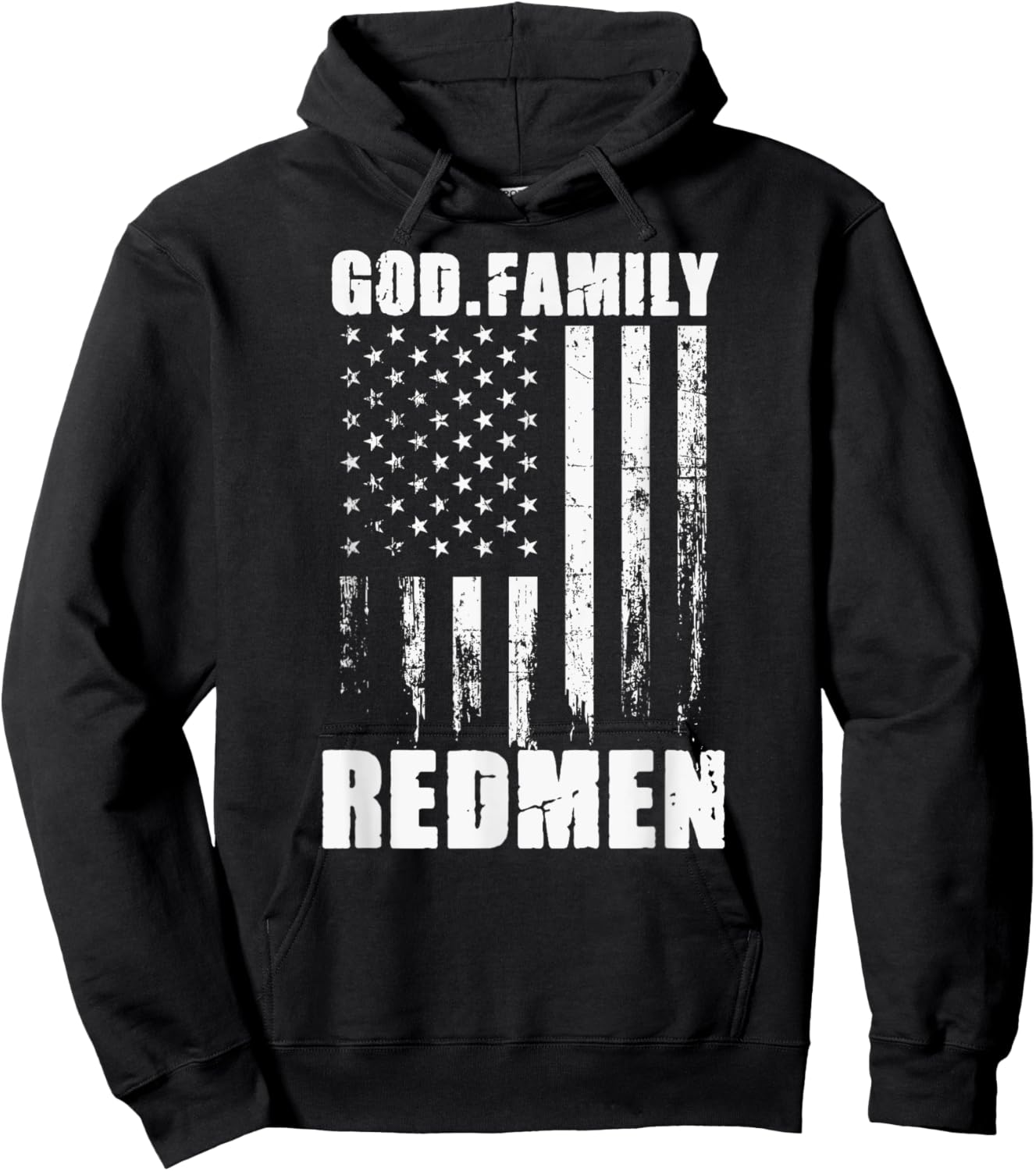 Rock Hill Redmen God. Family. Vintage USA Flag Hoodie - Hoodie | Black