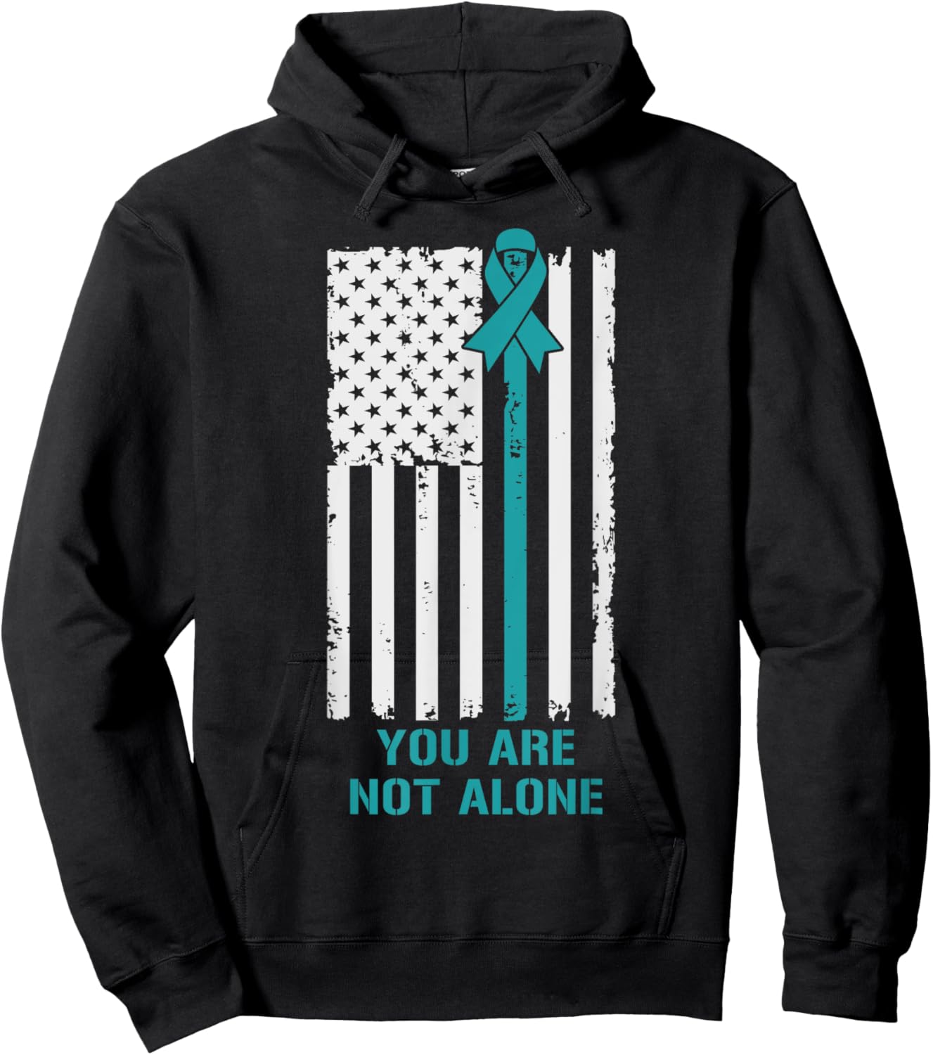 USA Flag You Are Not Alone PTSD Awareness Hoodie - Hoodie | Black