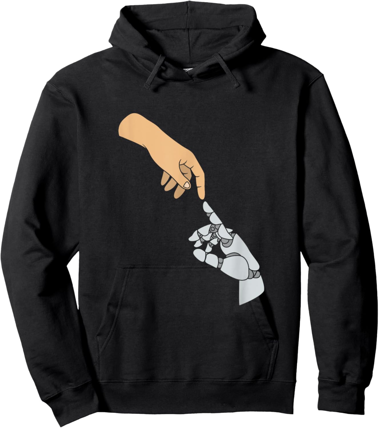 Funny Artificial Intelligence Human Hand And AI Robot Hand Hoodie - Hoodie | Black