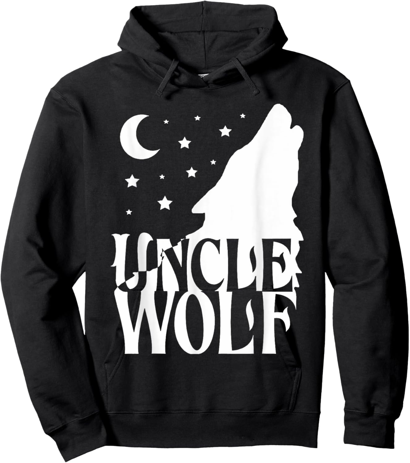 Uncle Wolf Gift Matching Family Tribe Wolves Moon Hoodie - Hoodie | Black
