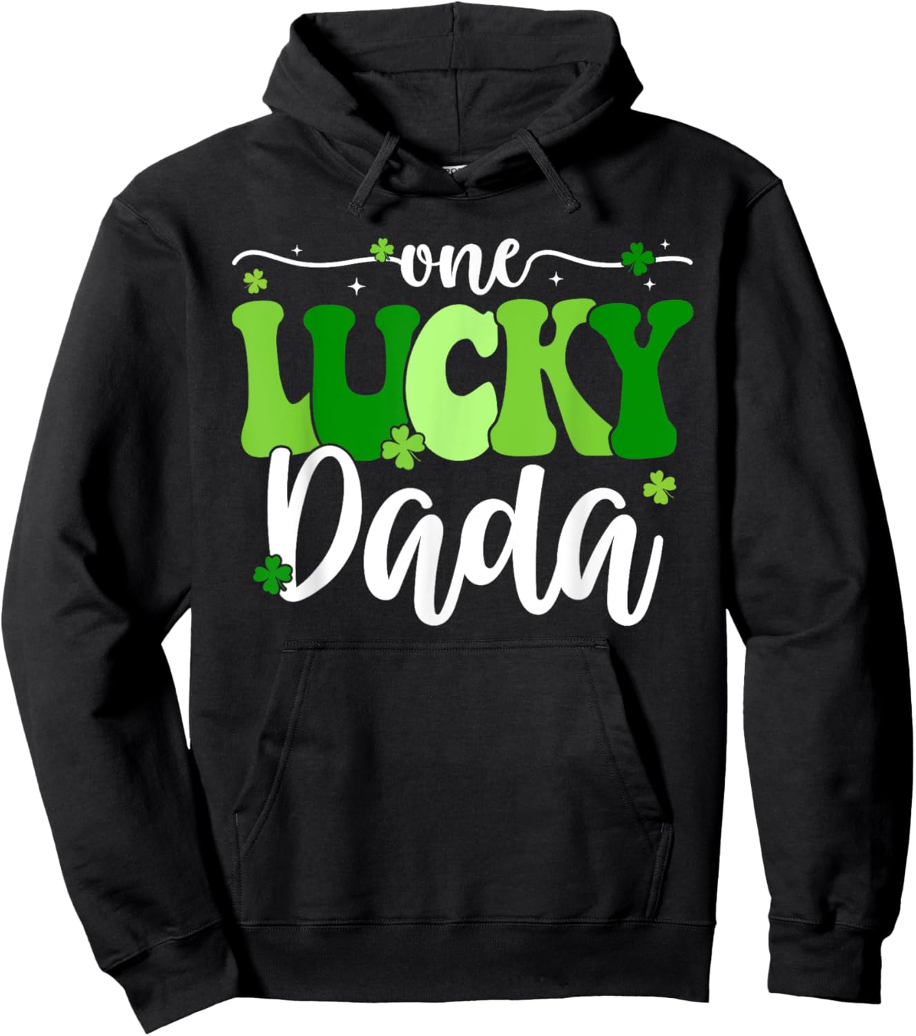 One Lucky Dada Groovy Retro Dada St Patrick's Day Hoodie - Hoodie | Black