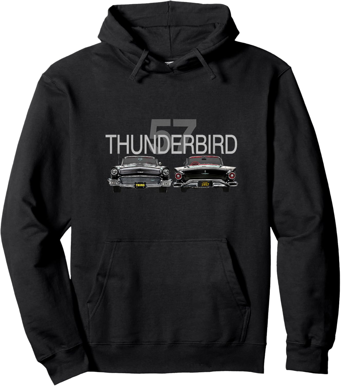 VINTAGE 1956 THUNDERBIRD, CLASSIC AMERICAN SPORTS CAR, 1950s Hoodie - Hoodie | Black