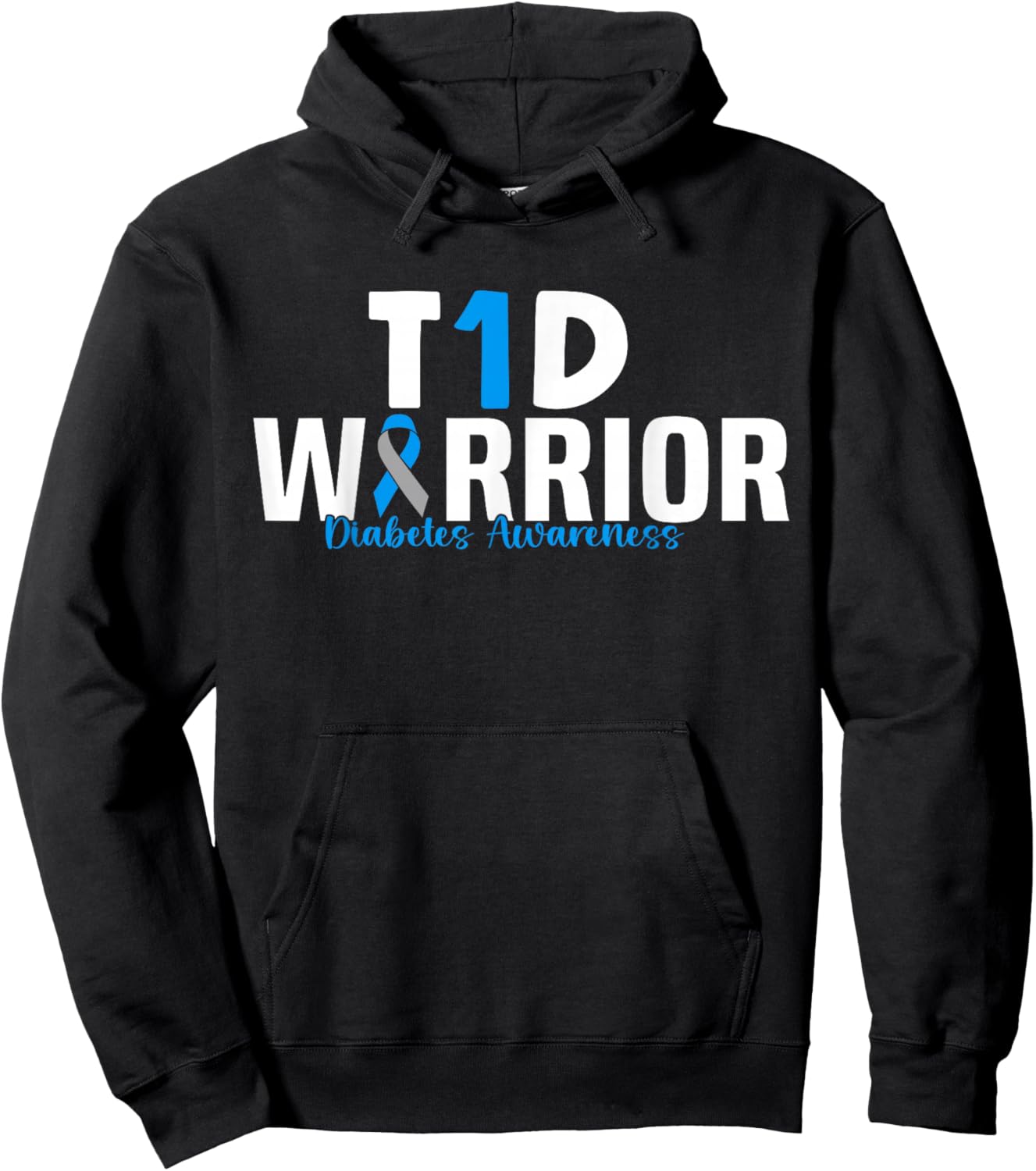 T1D Warrior Type 1 Diabetes Awareness Diabetic Hoodie - Hoodie | Black