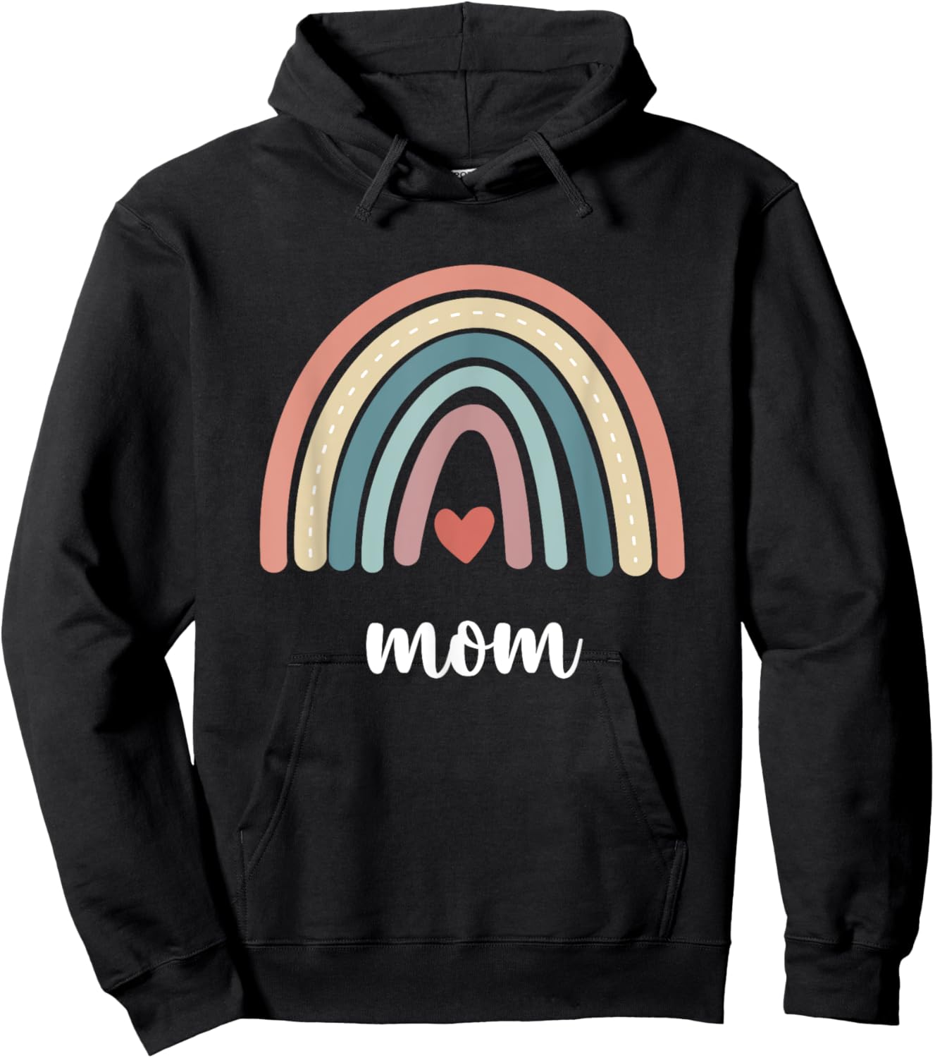 Mom Rainbow Mama Boho Rainbow Family Matching Mommy Birthday Hoodie - Hoodie | Black