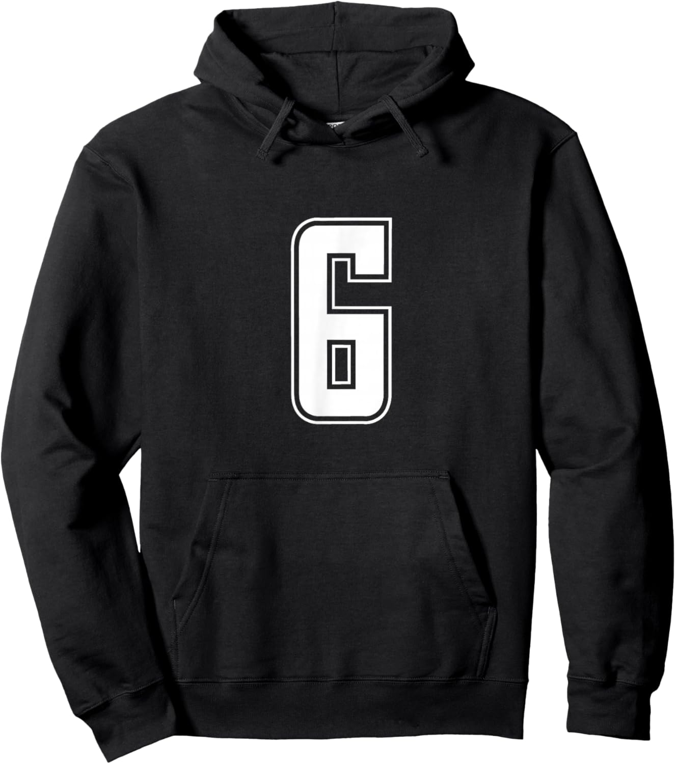 Number 6 Team Junior College Sports Uniform Numbered Hoodie - Hoodie | Black