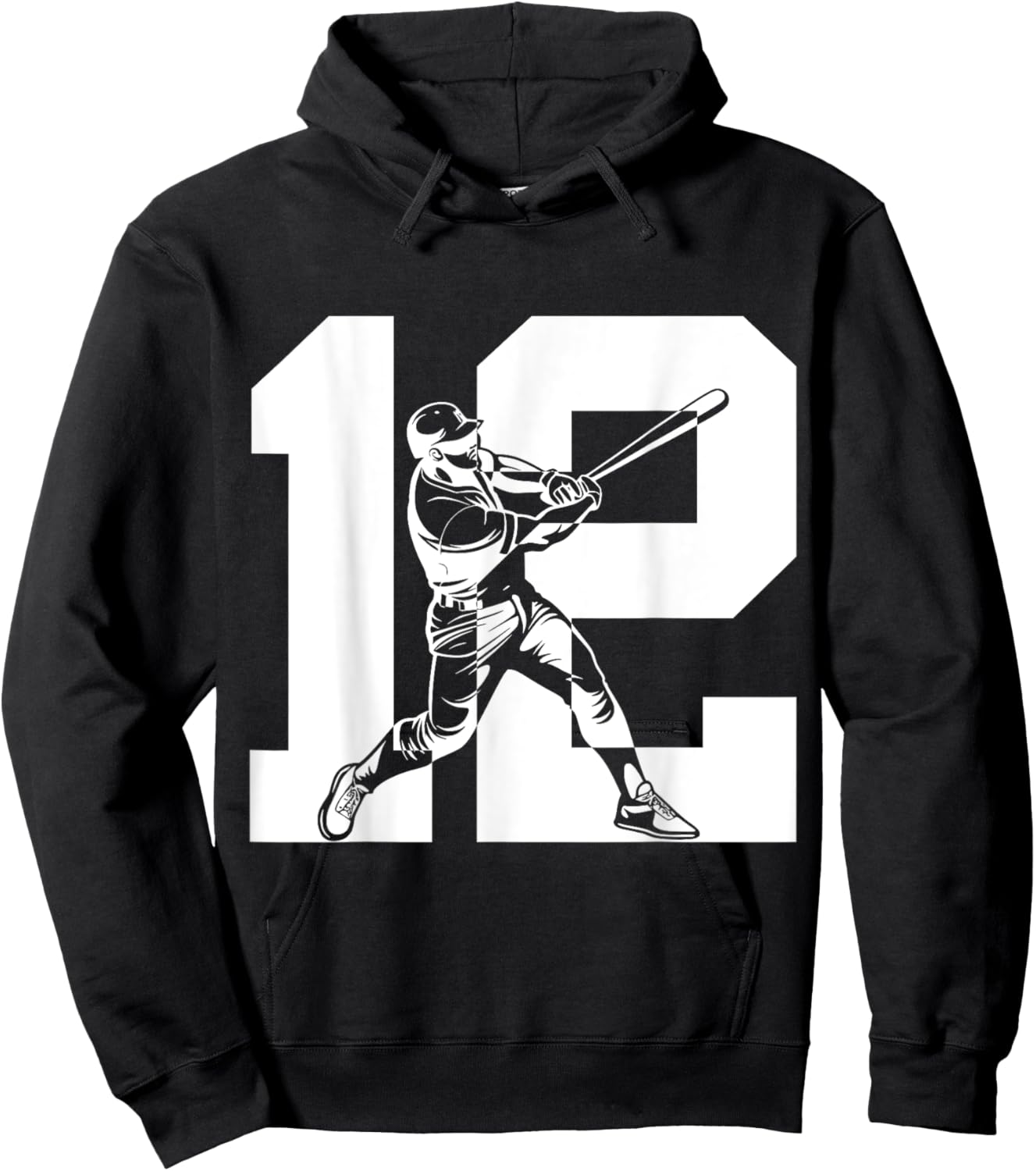 Number 12 Years Baseball 12th Birthday Hoodie - Hoodie | Black