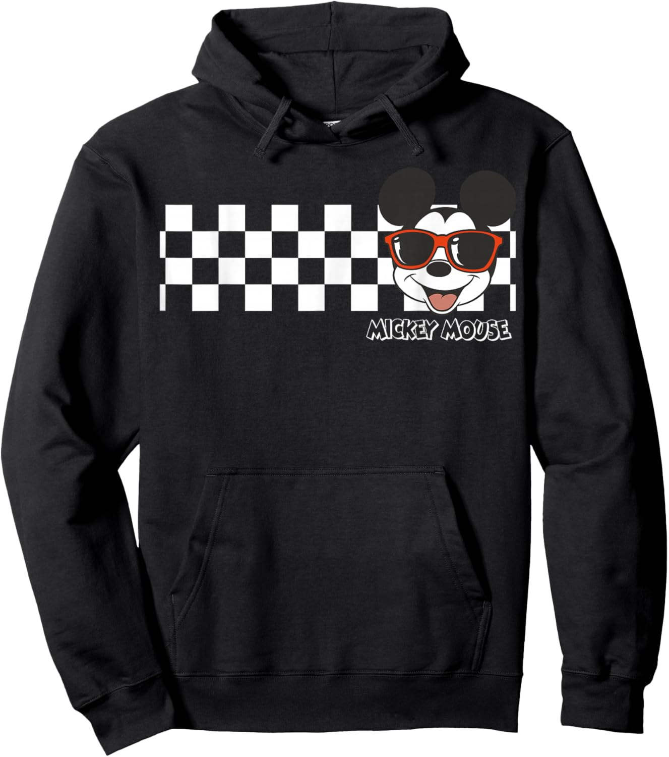Disney Mickey and Friends Mickey Mouse Checkerboard Stripe Hoodie - Hoodie | Black