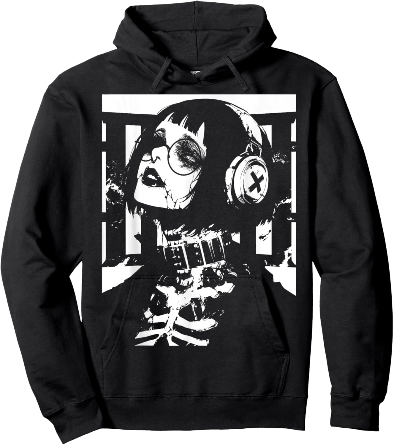 Horror Techwear Ghoul Girl Cybergoth Gothic Anime Manga Hoodie - Hoodie | Black