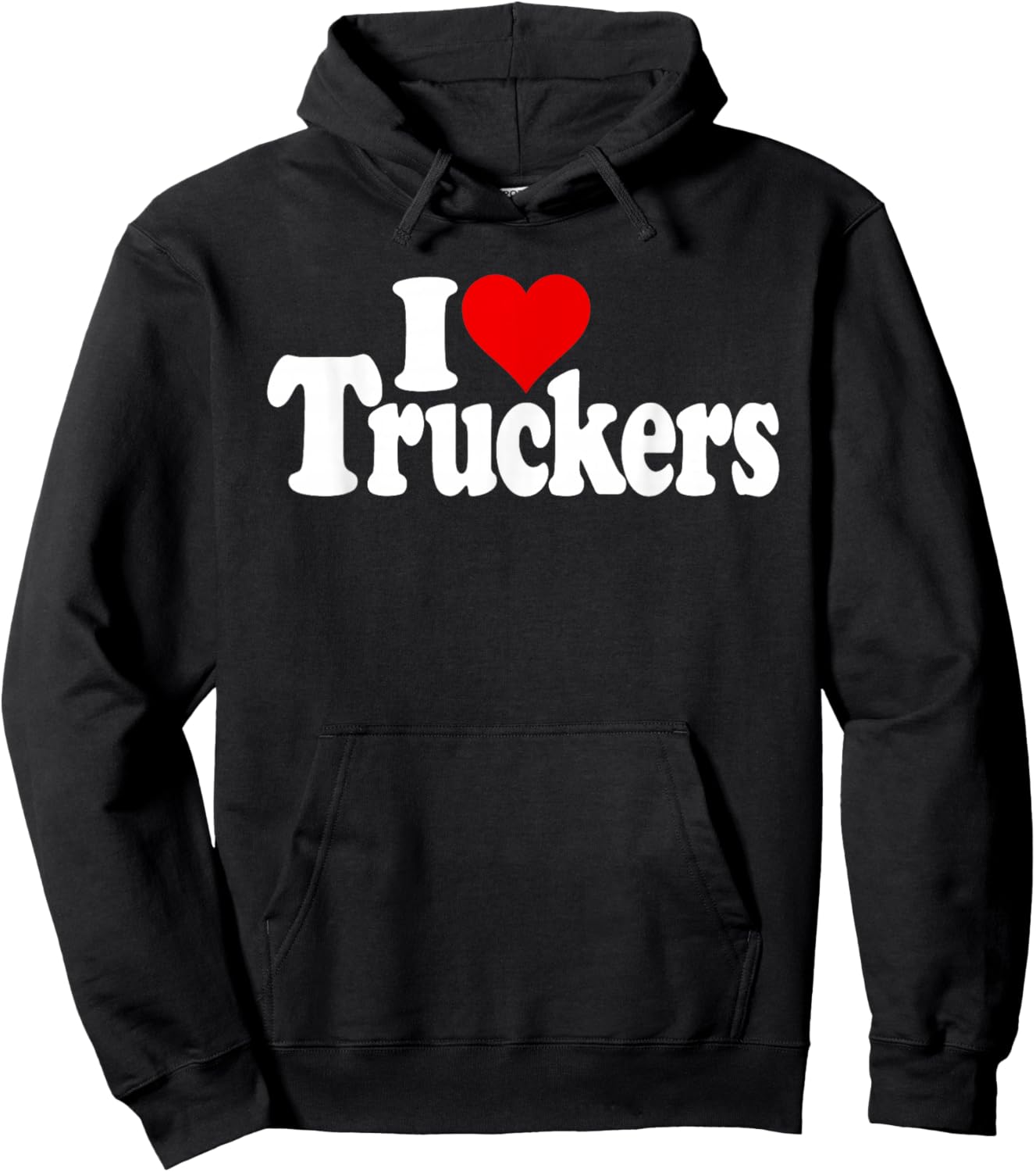 I Love Heart Truckers Truck Drivers 18 Wheelers Hoodie - Hoodie | Black