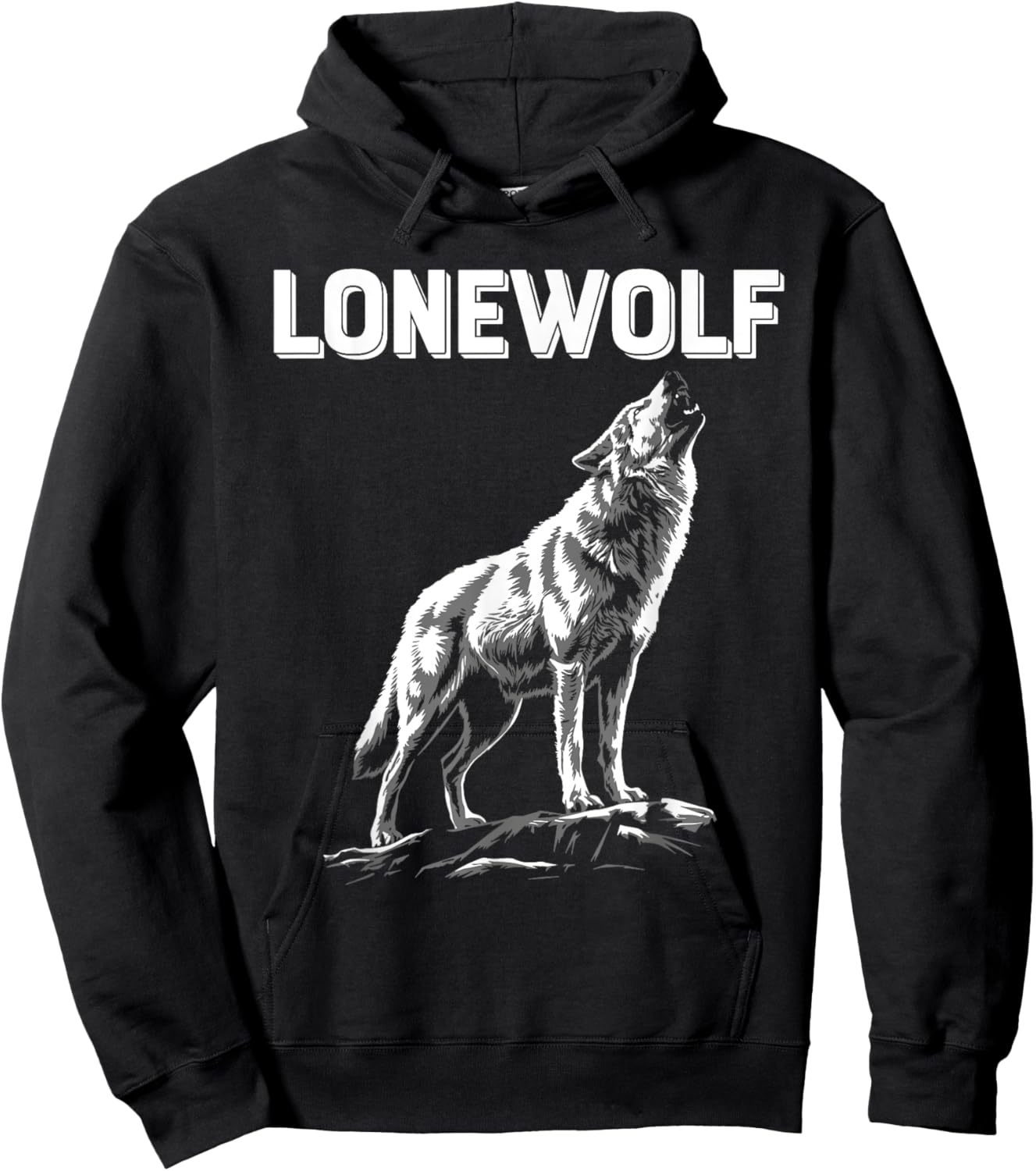 Alpha Lone Wolf Pack Member Wildlife Howling Hoodie - Hoodie | Black
