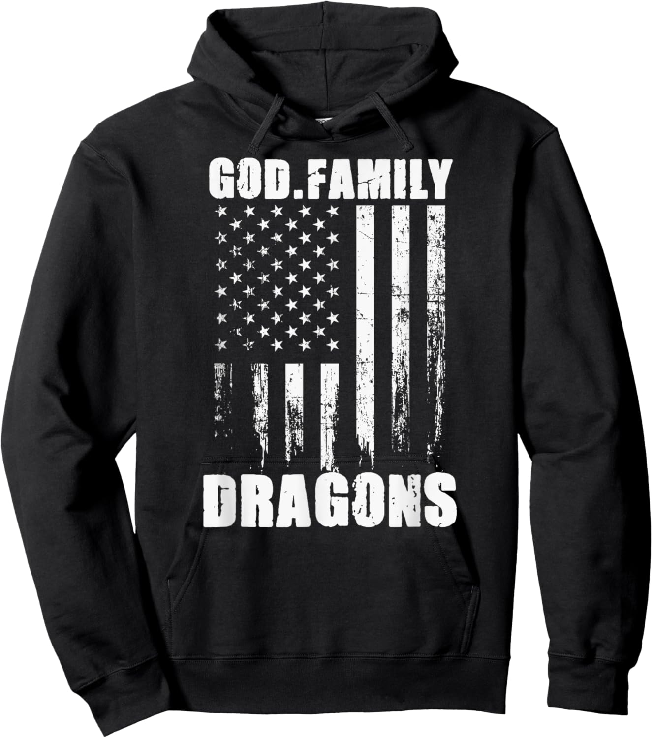 New Palestine Dragons God. Family. Vintage USA Flag Hoodie - Hoodie | Black